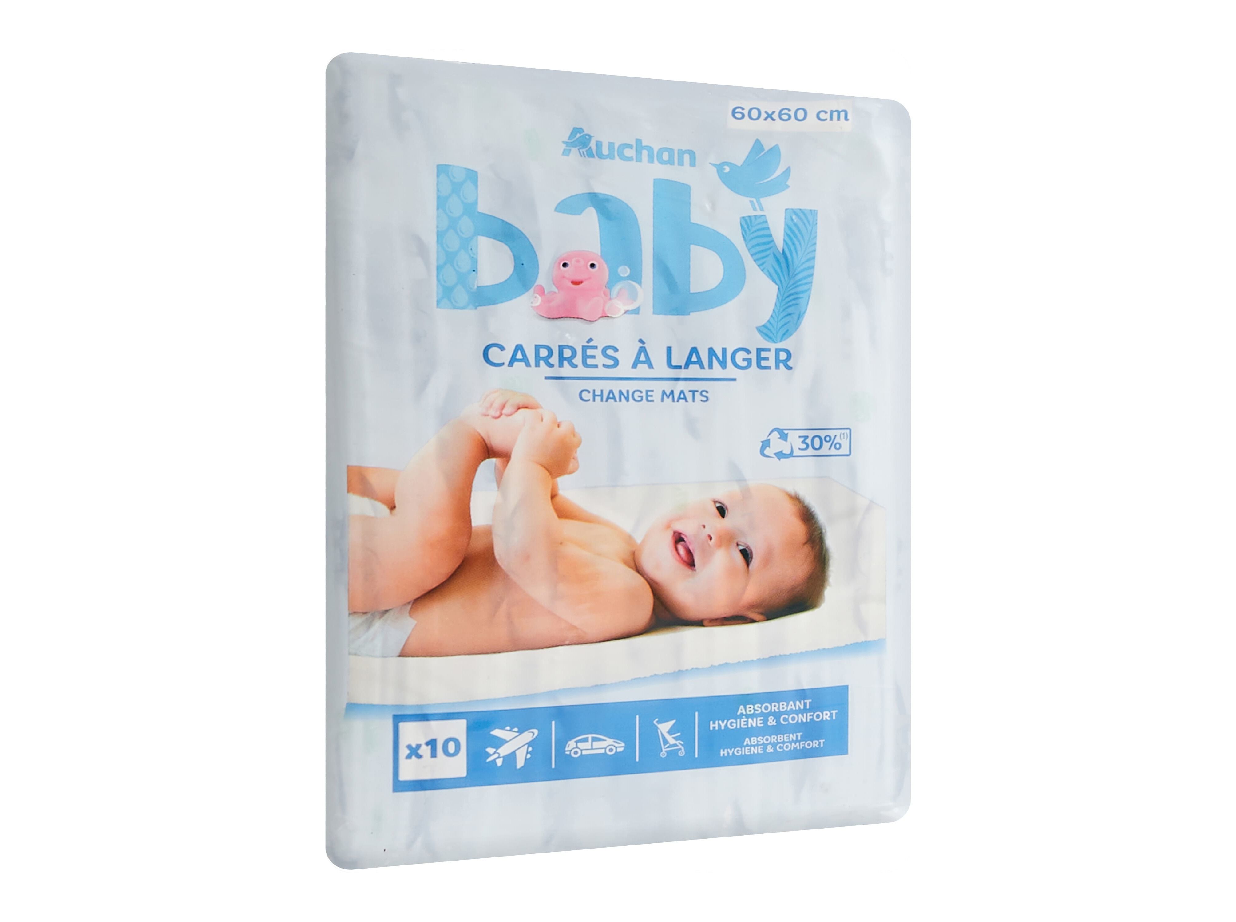 RESGUARDOS AUCHAN BABY DESCART&Aacute;VEIS 10 UNIDADES 60X60CM image number 1