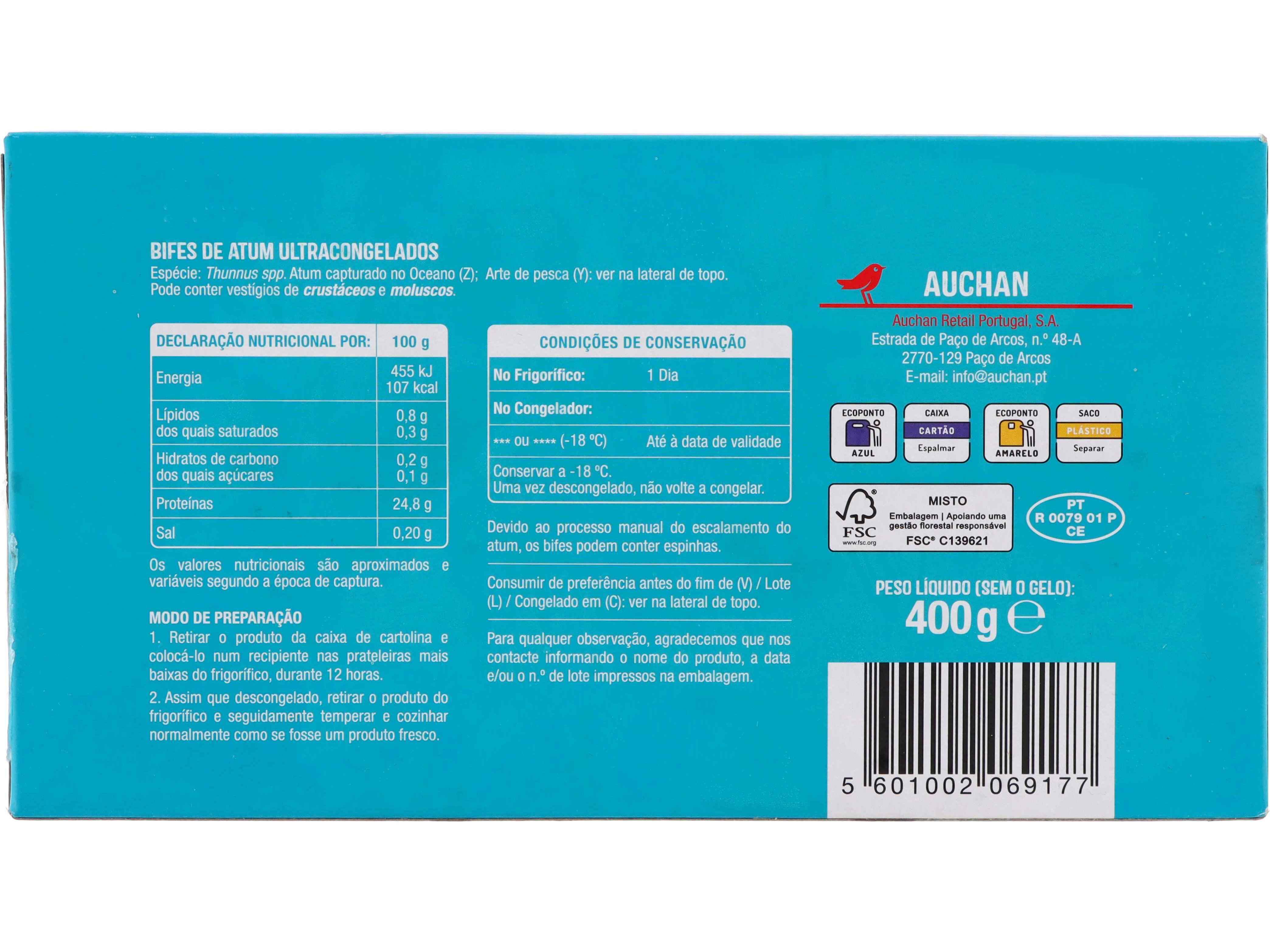 BIFES DE ATUM AUCHAN ULTRACONGELADOS 400G image number 1