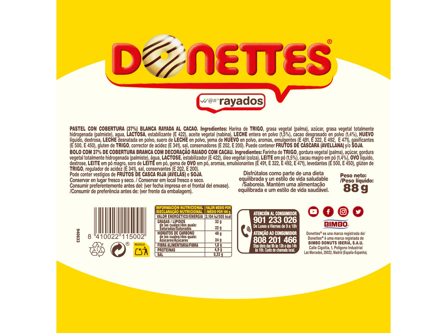 BOLO DONETTES RAYADOS 4 UN image number 1