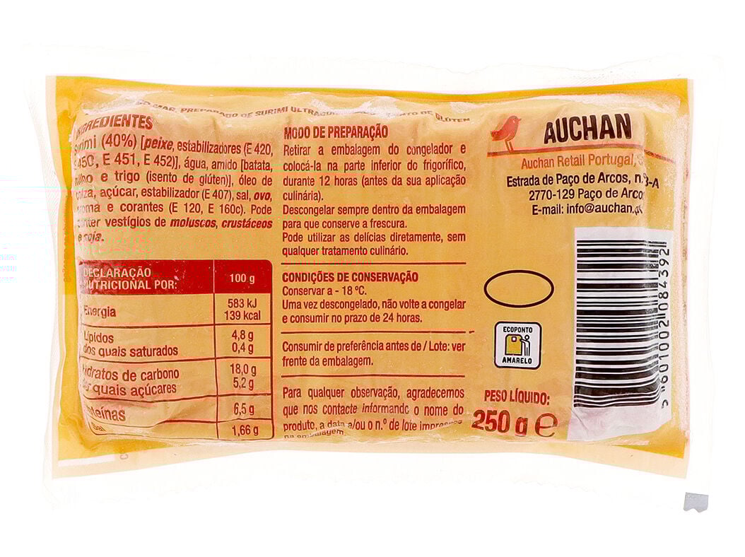 DEL&Iacute;CIAS DO MAR AUCHAN SEM GL&Uacute;TEN 250G image number 1