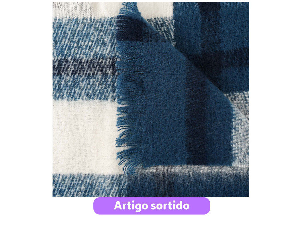MANTA MOHAIR ACTUEL XADREZ AZUL 125X150CM MODELOS SORTIDOS image number 2