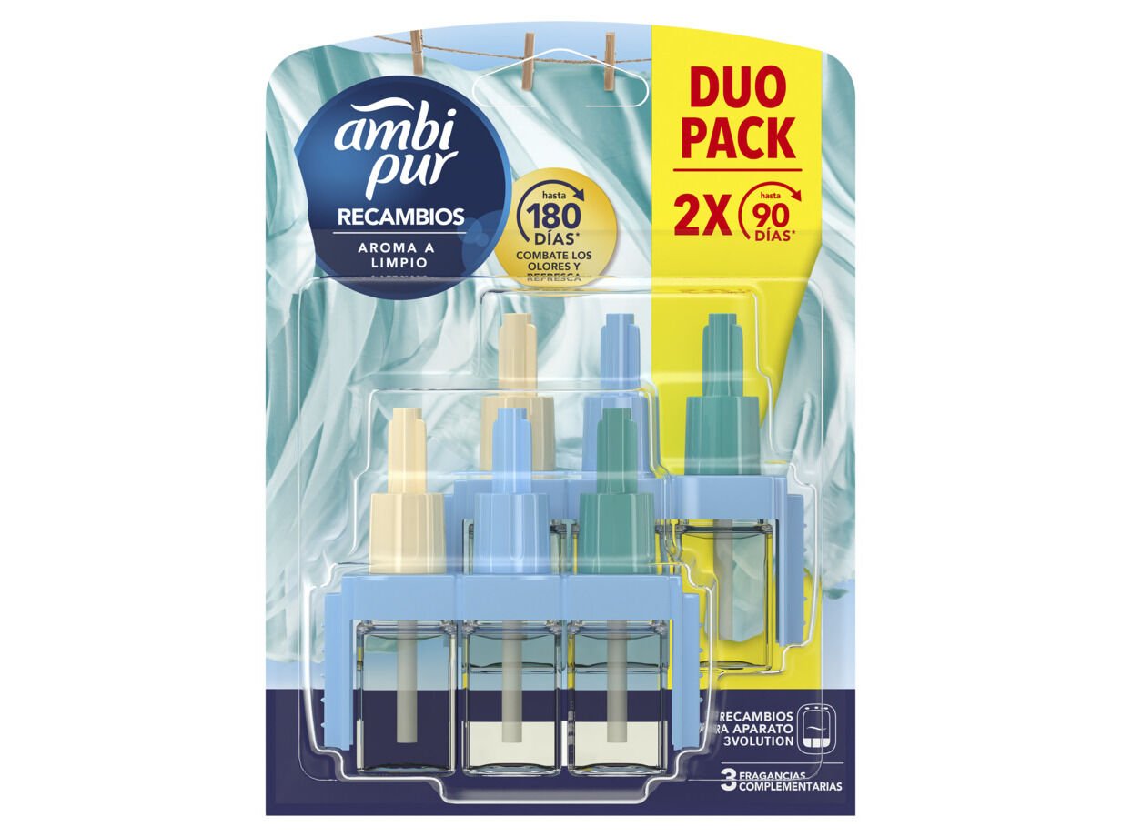 AMBIENTADOR EL&Eacute;CTRICO AMBIPUR RECARGA LIMPO E FRESCO 2X20ML image number 0