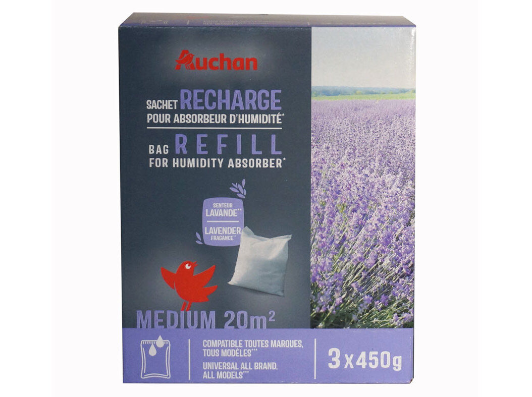 RECARGA PARA DESUMIDIFICADOR AUCHAN LAVANDA 3X450G
