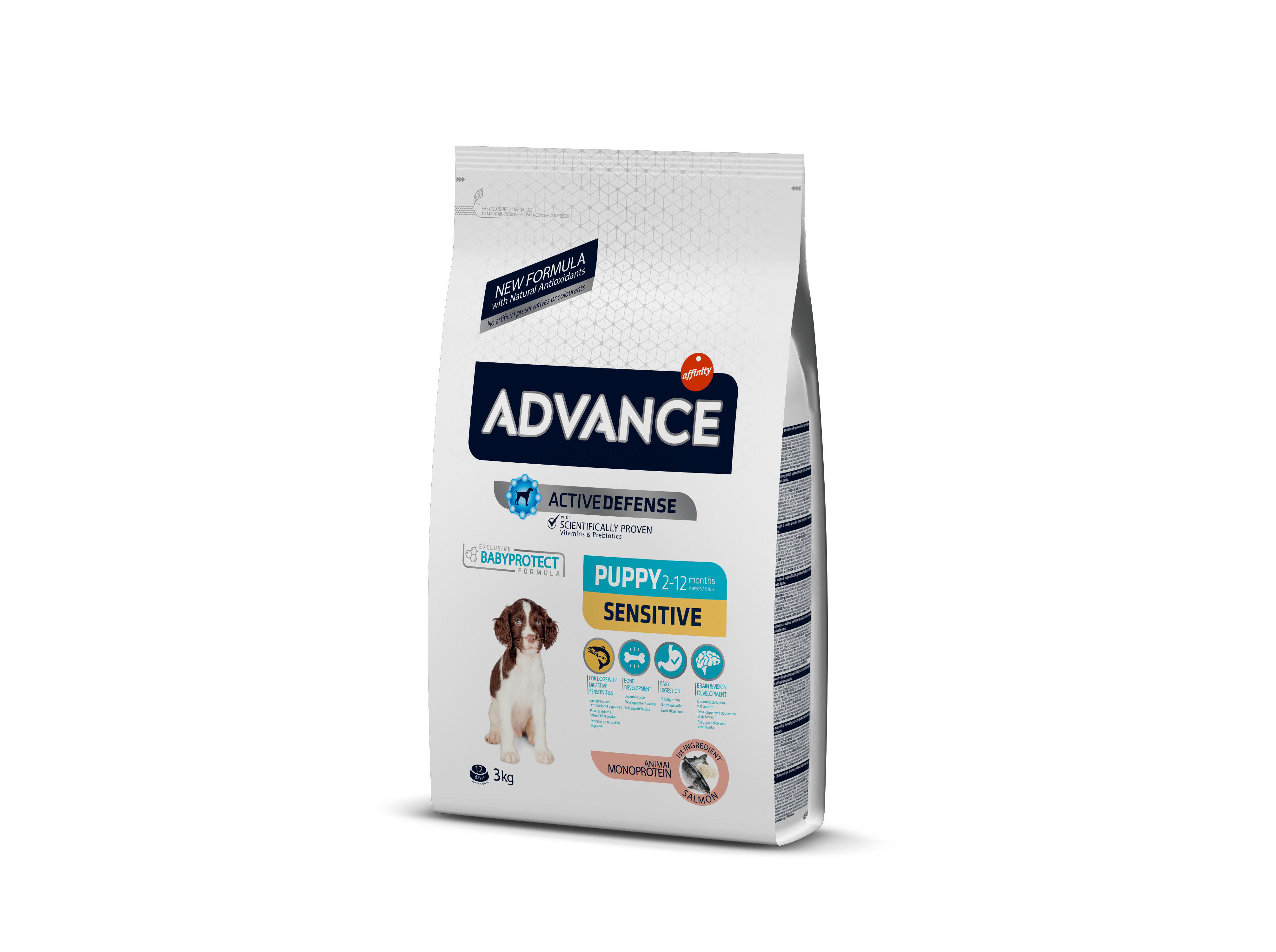RA&Ccedil;&Atilde;O PARA C&Atilde;O PUPPY ADVANCE SENSITIVE COM SALM&Atilde;O 3KG image number 0