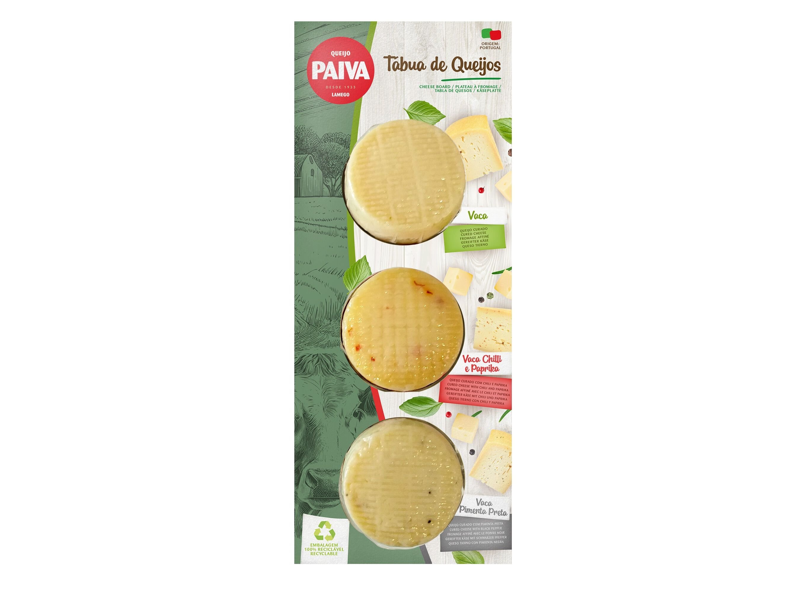 T&Aacute;BUA DE QUEIJO PAIVA VACA COM ESPECIARIAS 3X80G