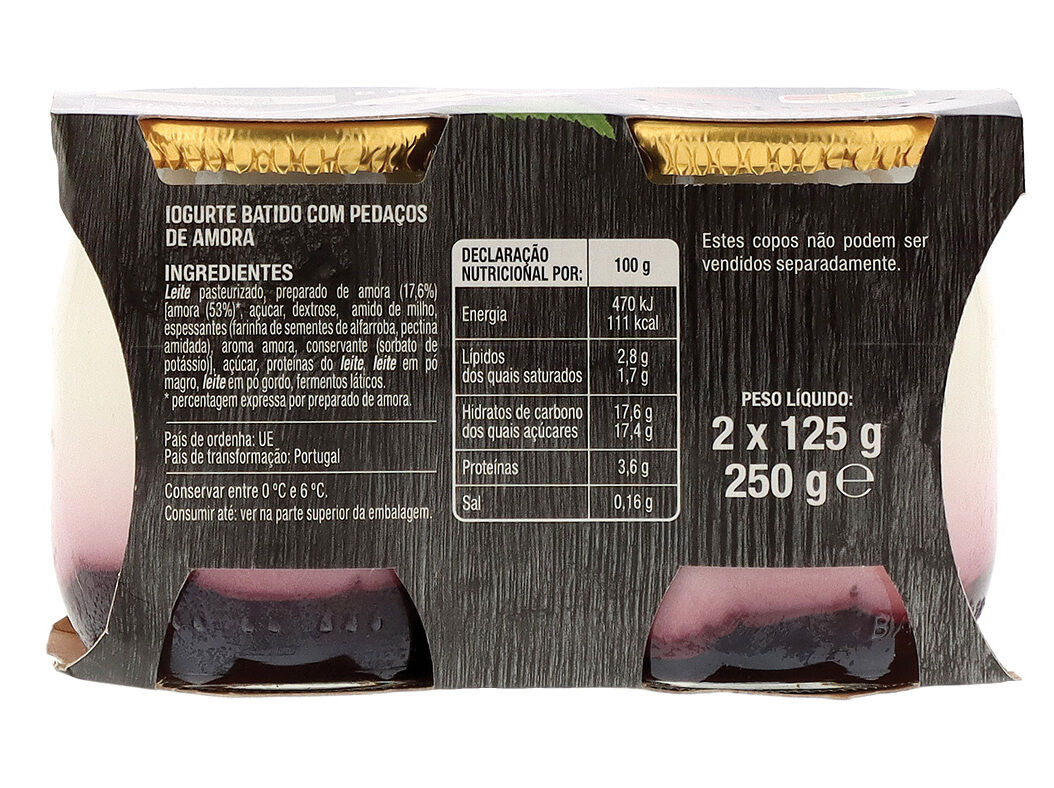 IOGURTE CREMOSO VIDRO AUCHAN COM PEDA&Ccedil;OS AMORA 2X125G image number 1