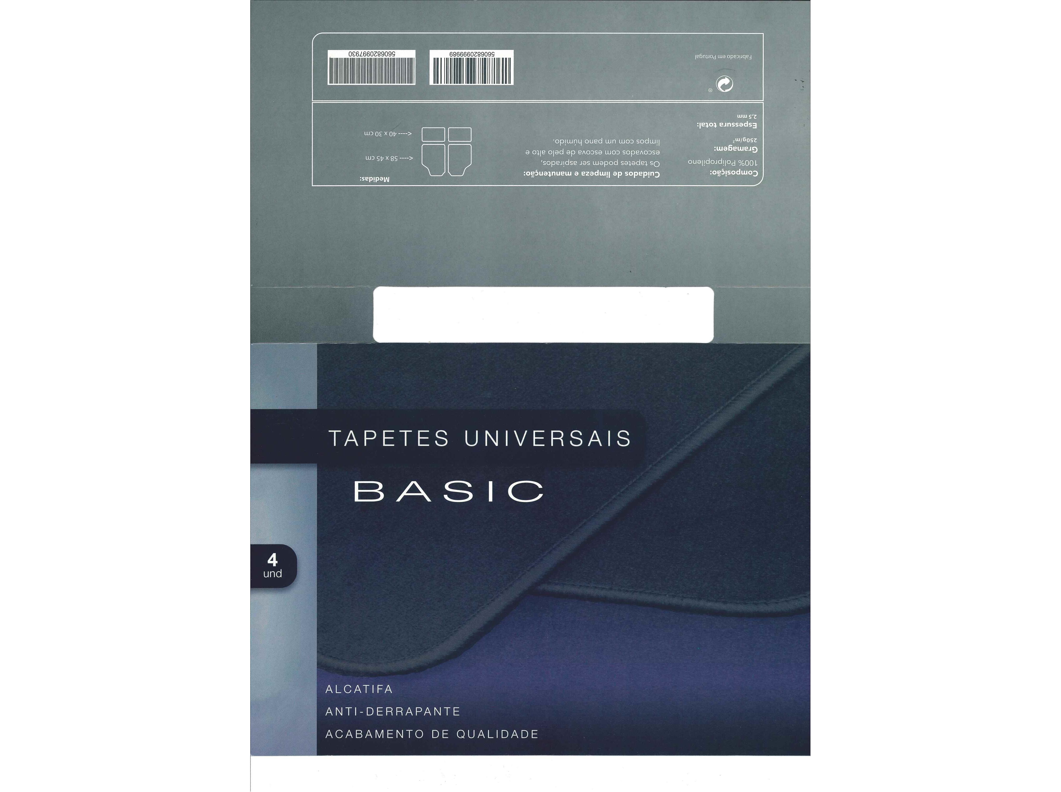 CONJUNTO DE 4 TAPETES AUTO BASIC ALCATIFA COM REFOR&Ccedil;O DE P&Eacute;S