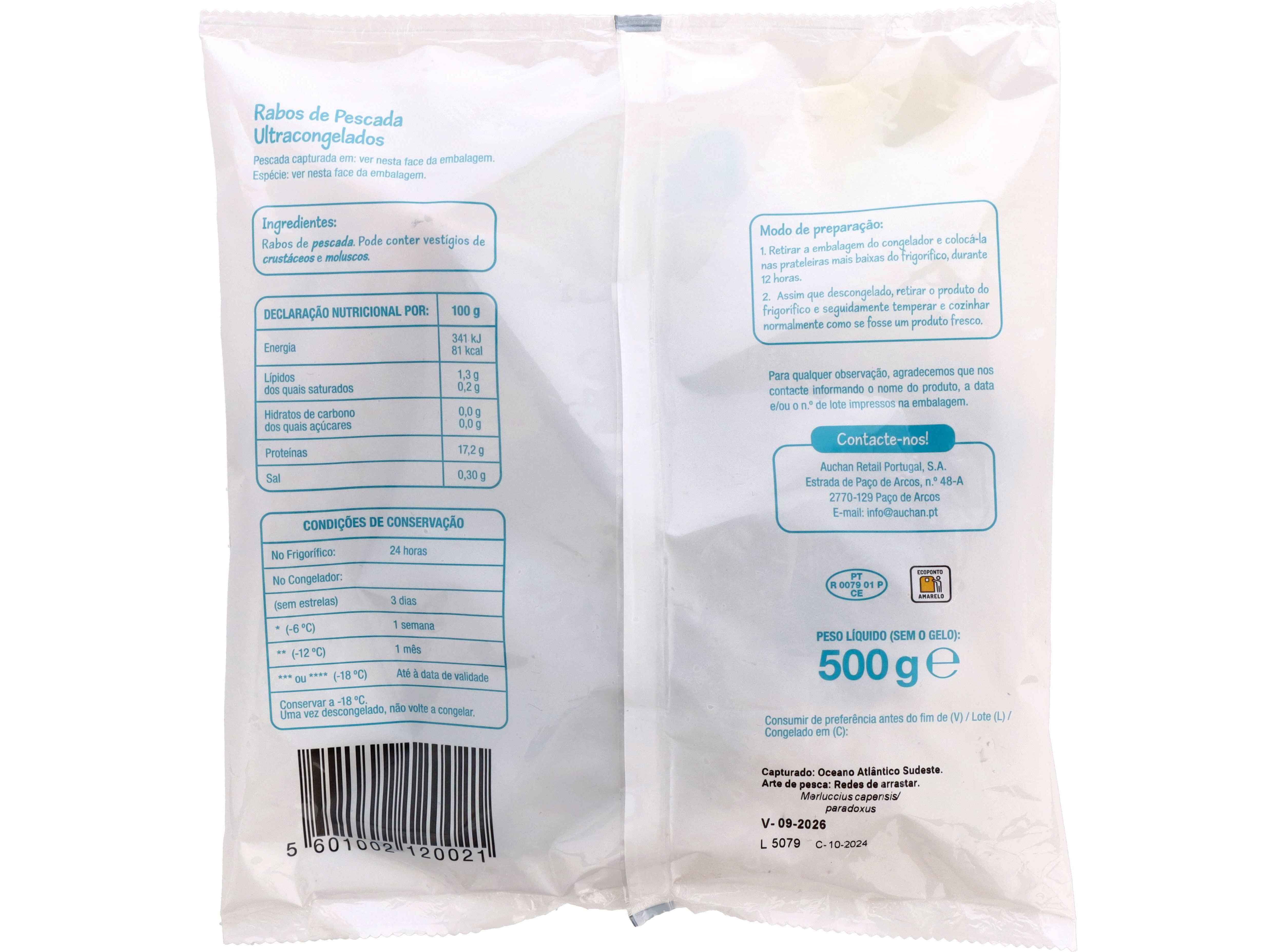 RABOS PESCADA POLEGAR ULTRACONGELADOS 500G image number 1