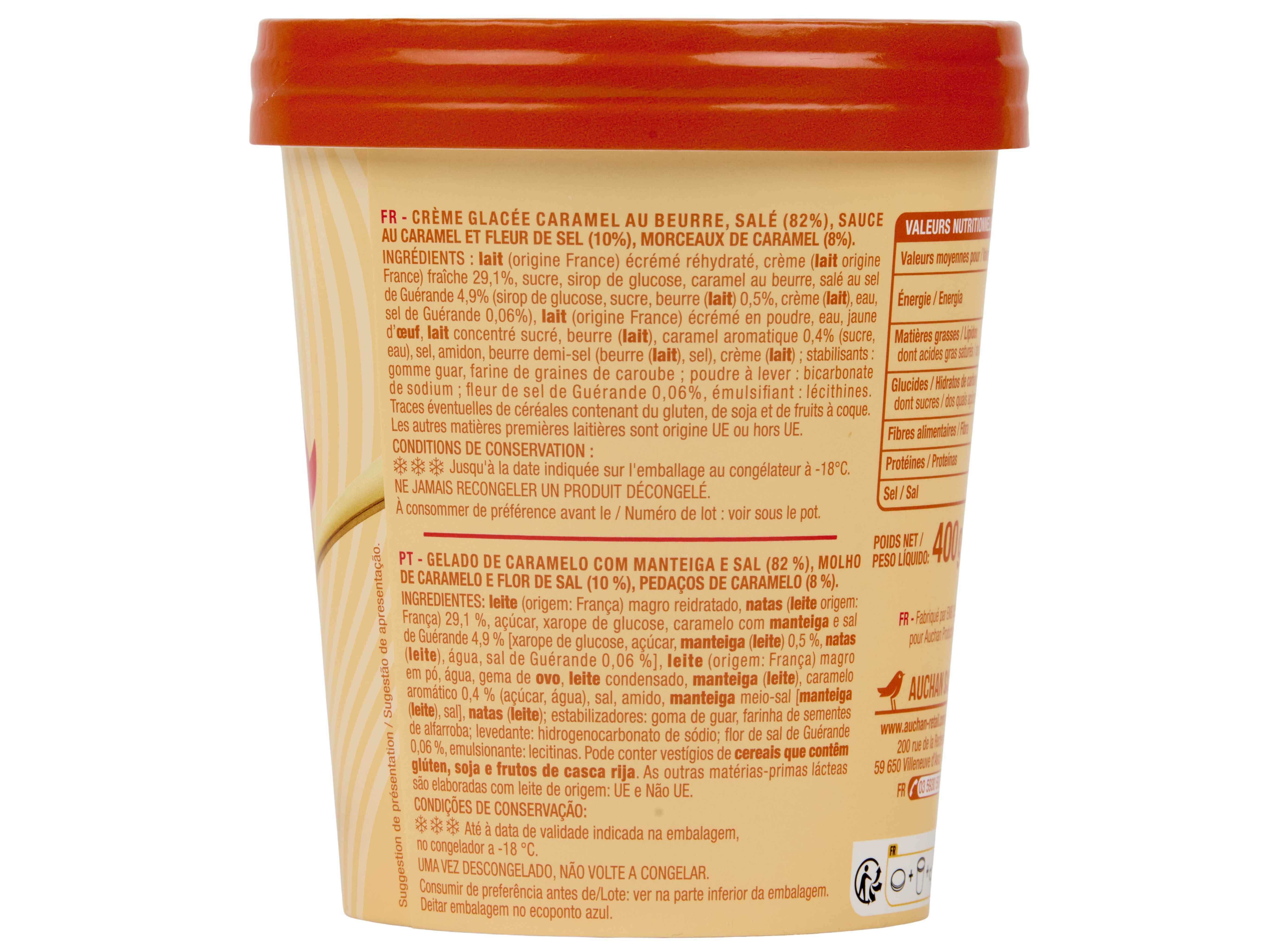 GELADO AUCHAN CARAMELO SALGADO COM PEDA&Ccedil;OS 500ML image number 2