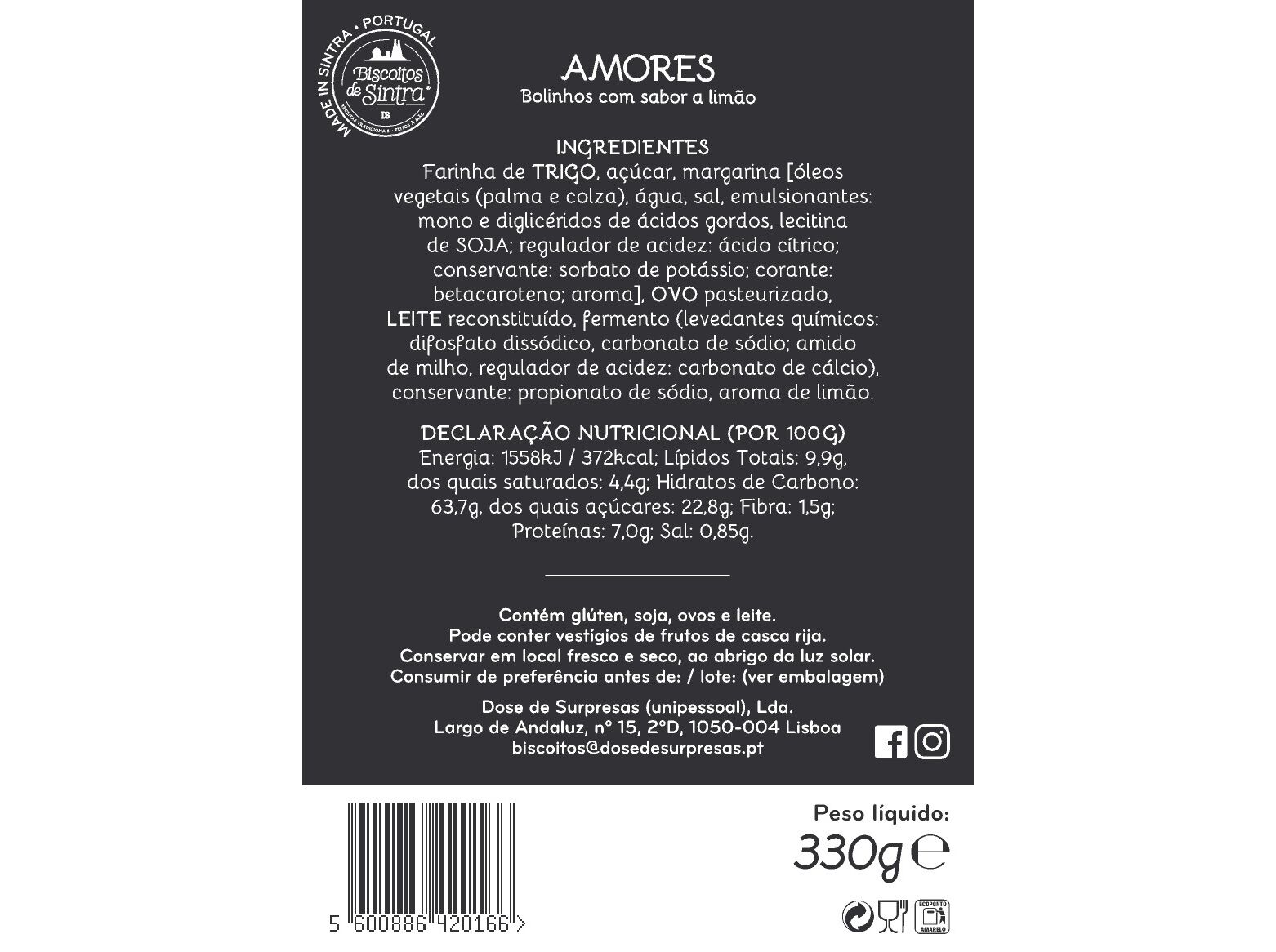 AMORES BISCOITOS DE SINTRA 330GR image number 1