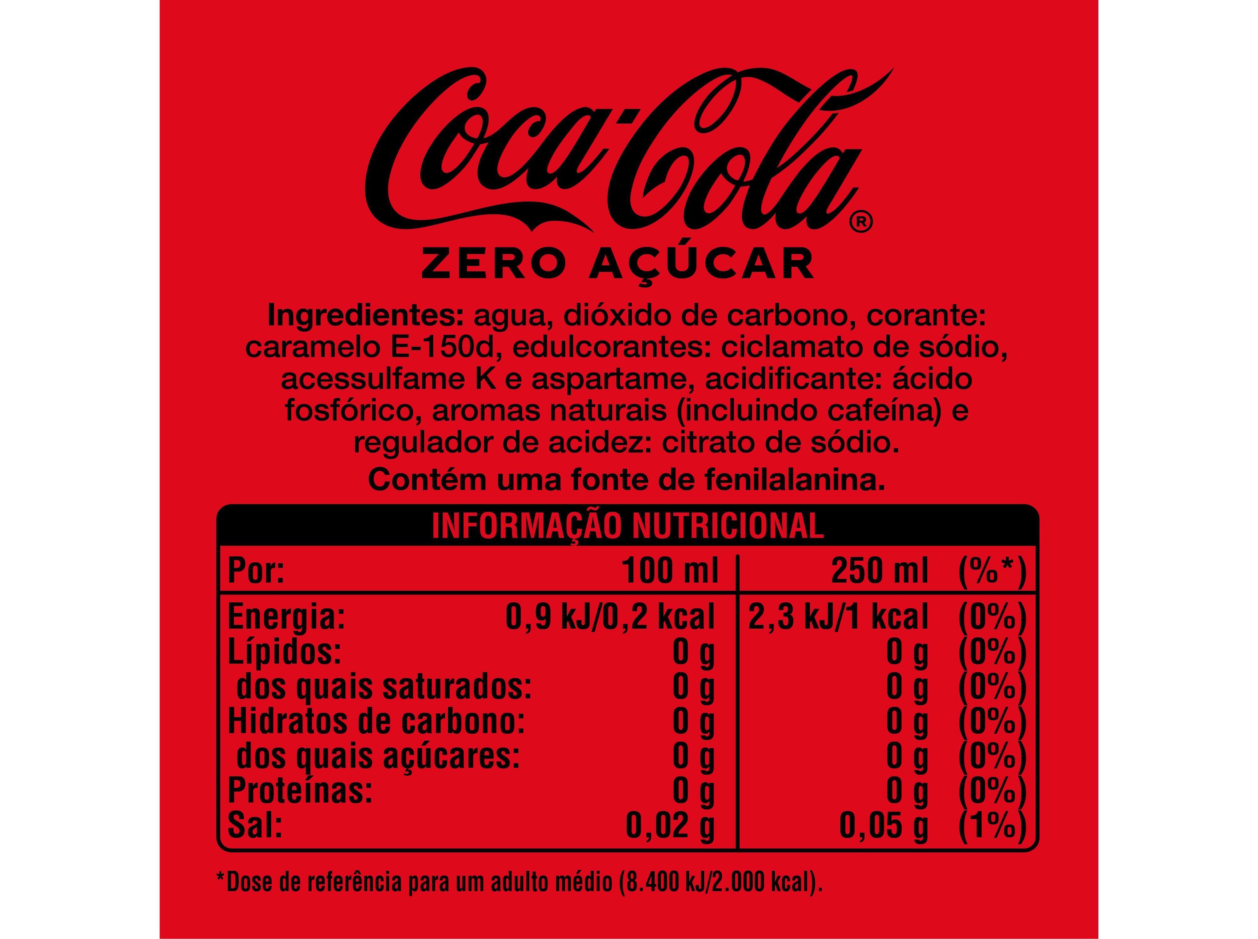 REFRIGERANTE COM G&Aacute;S COCA-COLA ZERO A&Ccedil;&Uacute;CAR 0.33L (SDR) image number 1
