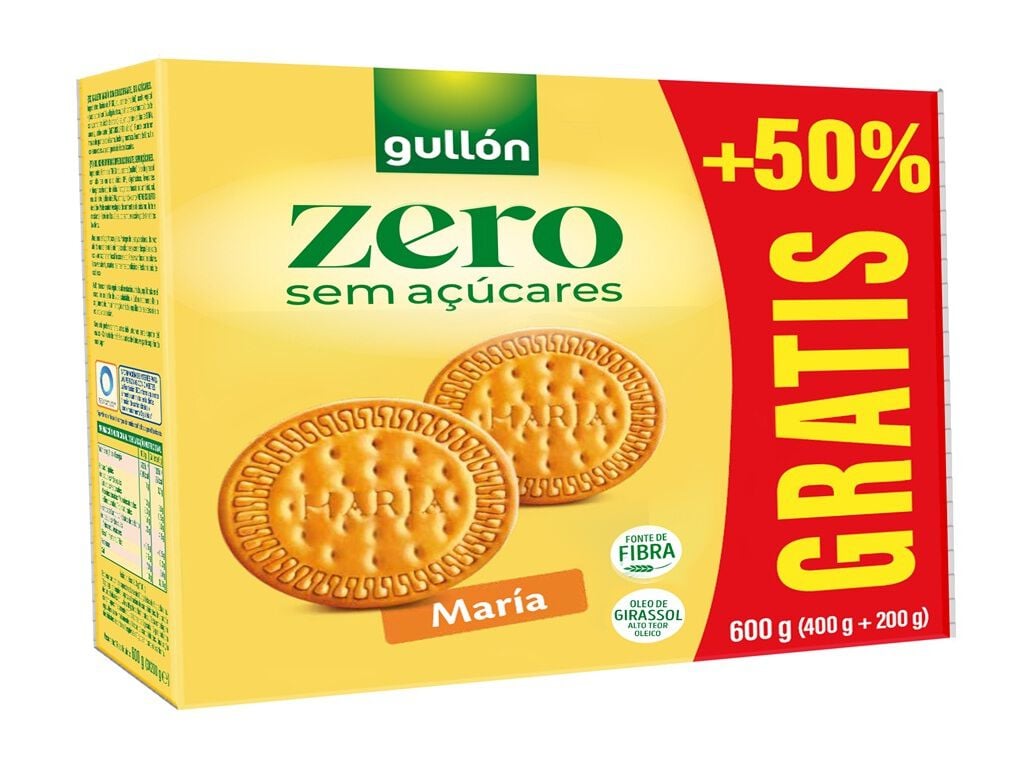BOLACHA MARIA GULLON ZERO SEM A&Ccedil;UCAR 400G +50% GR&Aacute;TIS image number 1