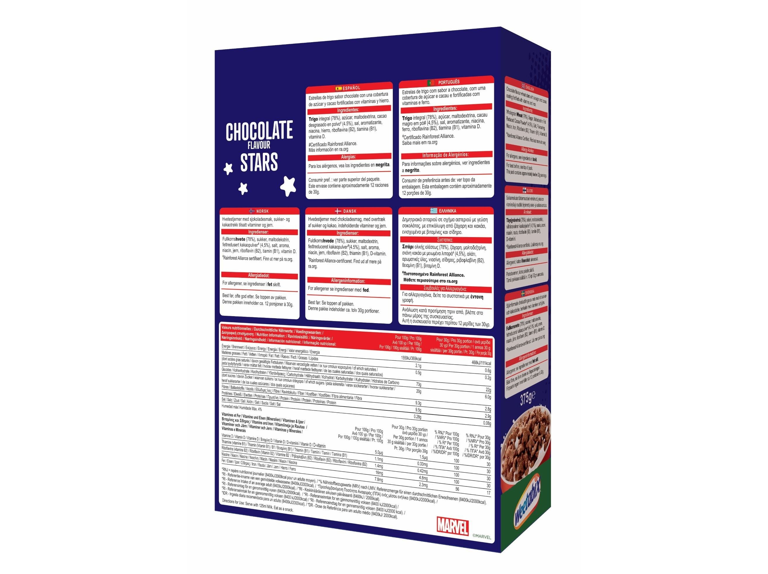 CEREAIS WEETABIX ESTRELAS CHOCOLATE MARVEL 375G image number 1