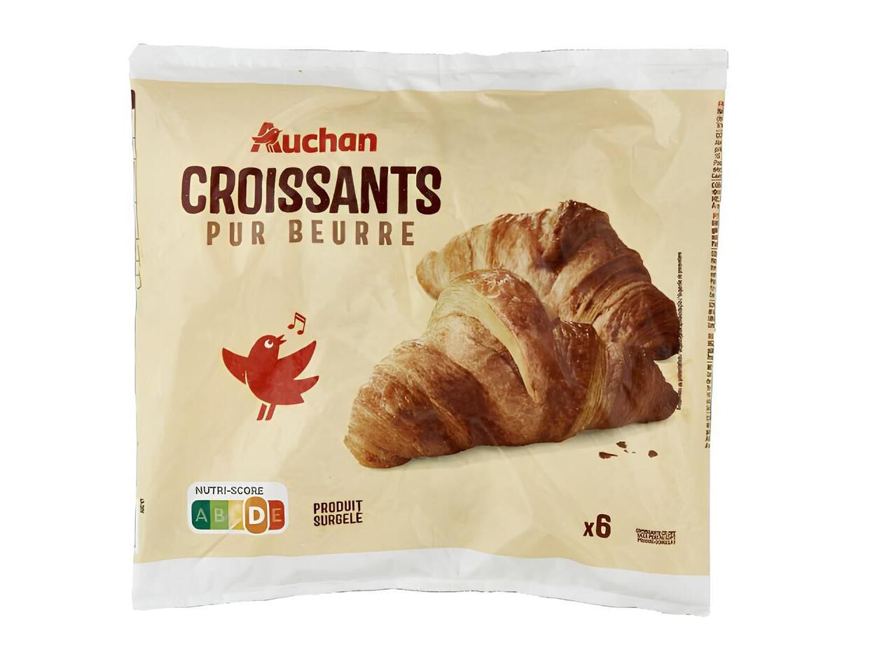 CROISSANTS AUCHAN COM MANTEIGA PURA PRONTOS A COZINHAR 6 UN 360G image number 0