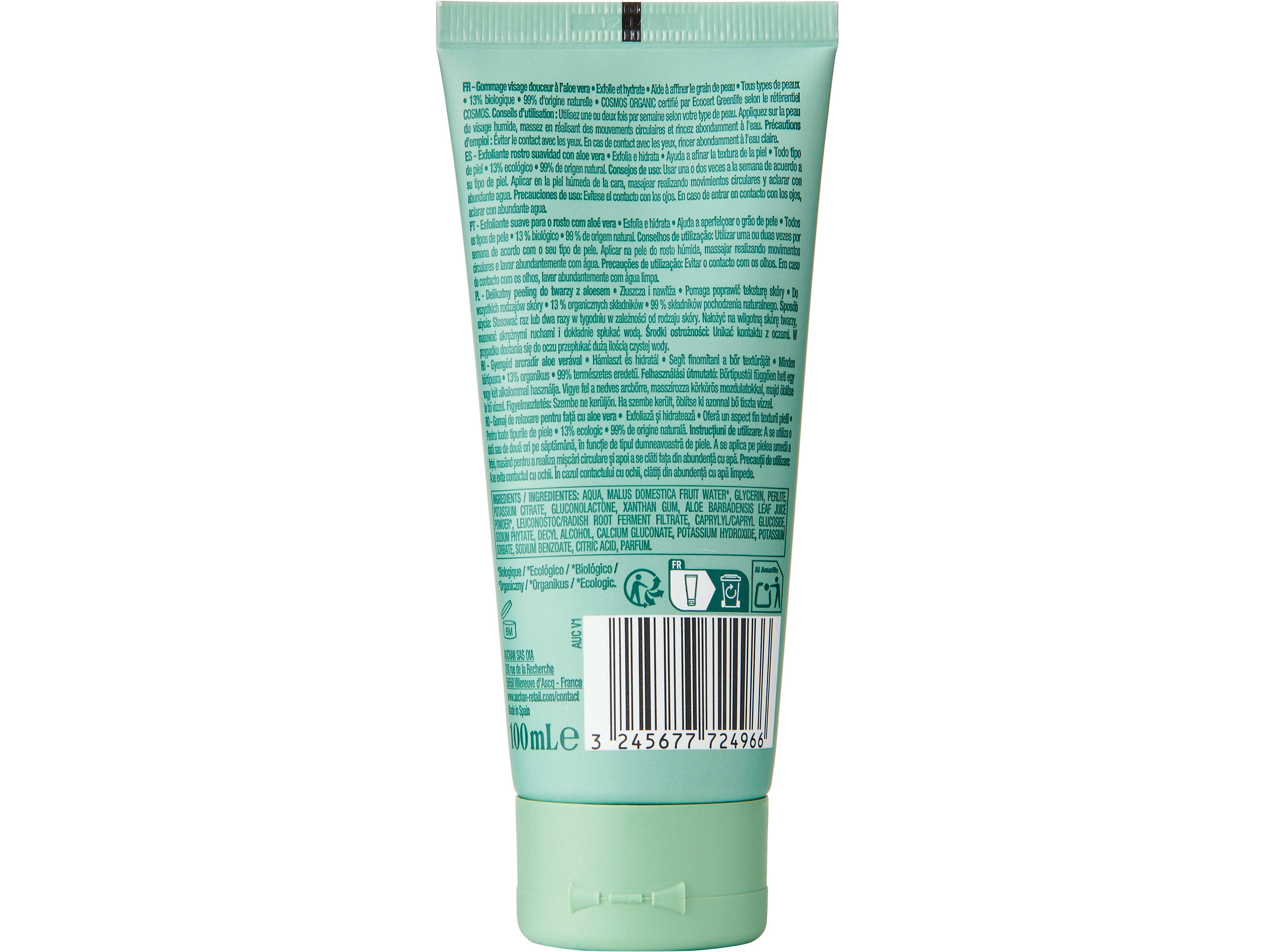 ESFOLIANTE ROSTO COSMIA BIO COM ALOE VERA 100ML image number 1