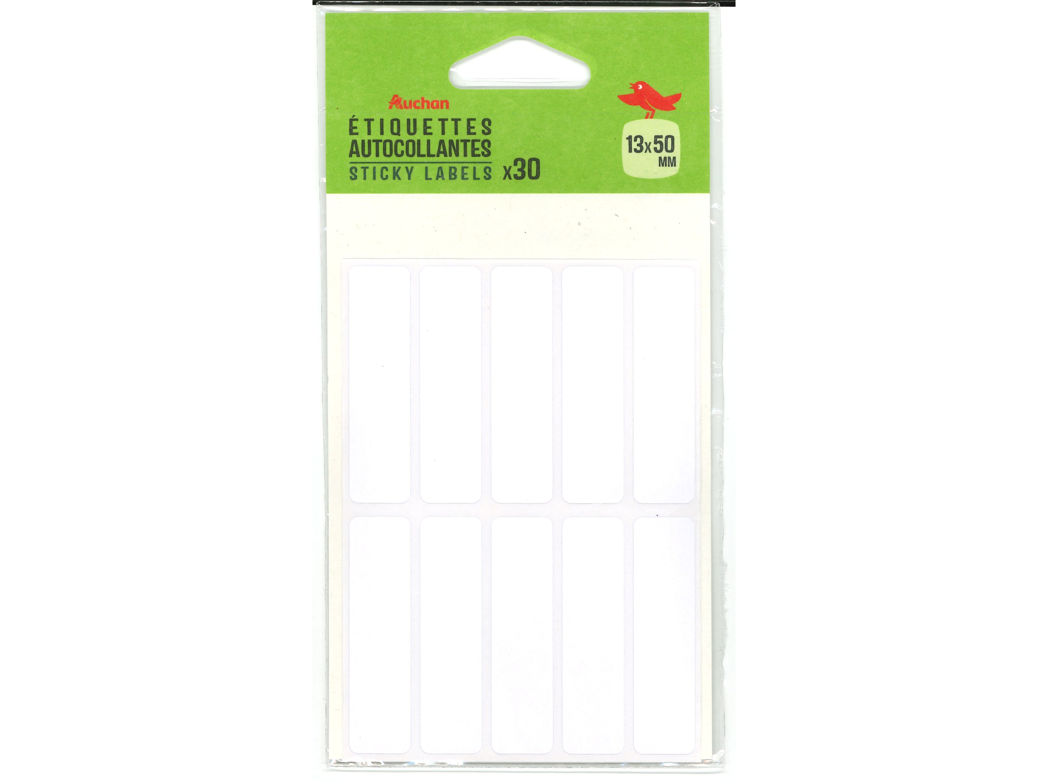 ETIQUETA AUCHAN BRANCO 13X50MM 30 UNIDADES