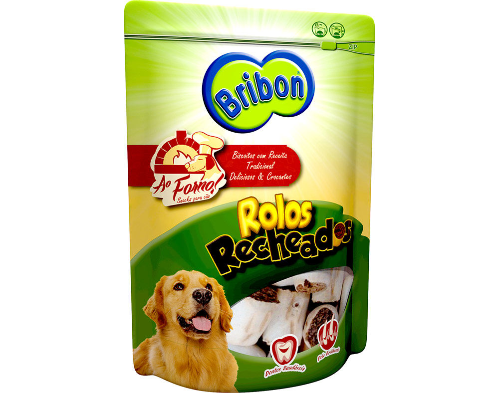 SNACKS PARA C&Atilde;O BRIBON AO FORNO ROLOS RECHEADOS 200G image number 0