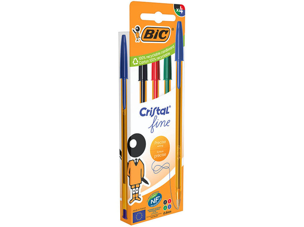 ESFEROGR&Aacute;FICA CRISTAL FINE BIC SORTIDO 4 UNIDADES