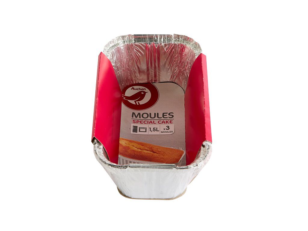 FORMA BOLO INGL&Ecirc;S DESCART&Aacute;VEL AUCHAN ALUMINIO 1.5L PACK 3 UNIDADES