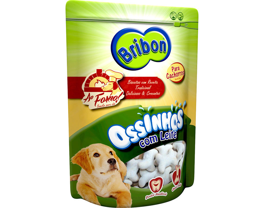 SNACKS PARA C&Atilde;O BRIBON AO FORNO OSSINHOS COM LEITE PARA CACHORROS 200G image number 0