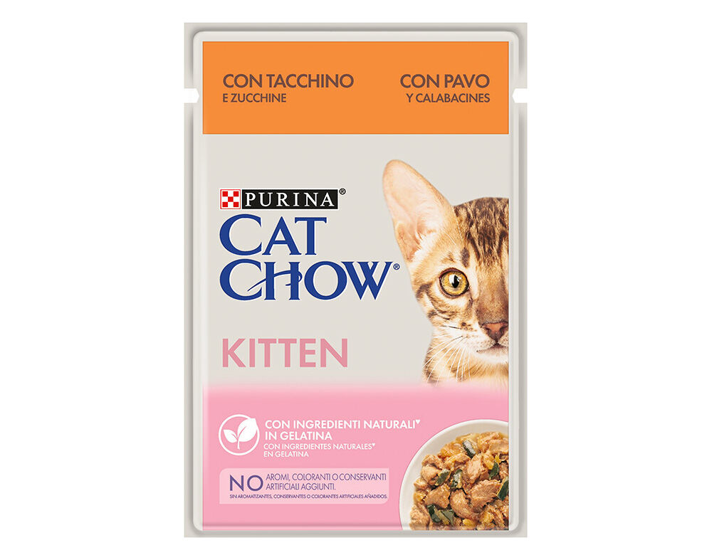 COMIDA H&Uacute;MIDA PARA GATO CAT CHOW KITTEN COM PERU E COURGETE 0.85G