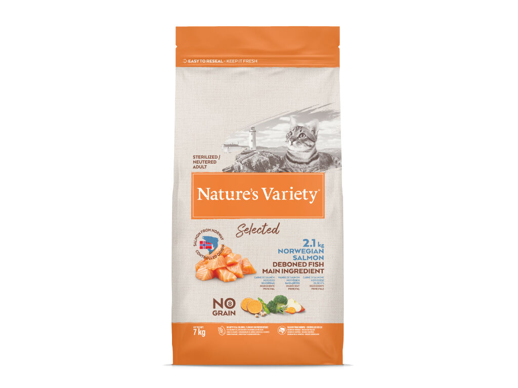 RA&Ccedil;&Atilde;O GATO NATURE'S VARIETY NO GRAIN ESTERILIZADO SALM&Atilde;O 7KG