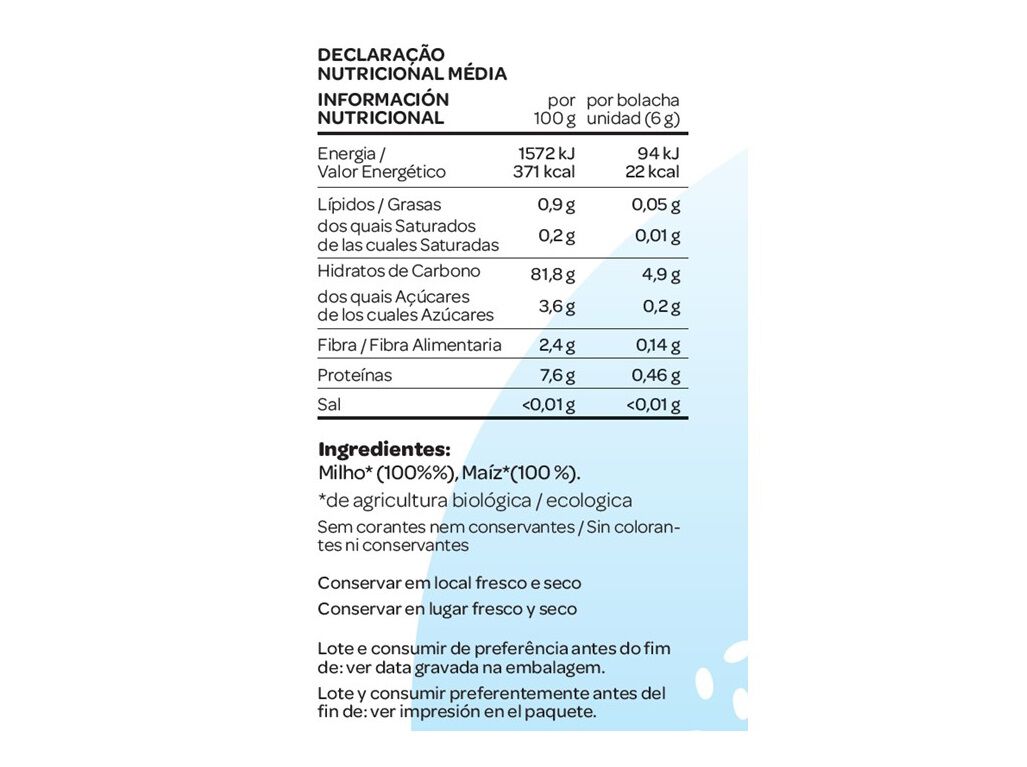 GALETES SALUTEM MILHO SEM SAL BIO 130G image number 1