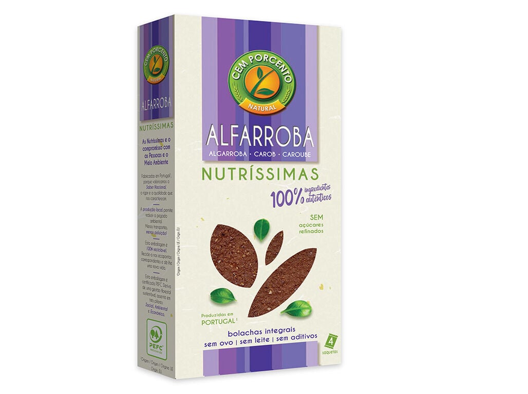 BOLACHA CEM PORCENTO NUTR&Iacute;SSIMAS INTEGRAL ALFARROBA 180G image number 0