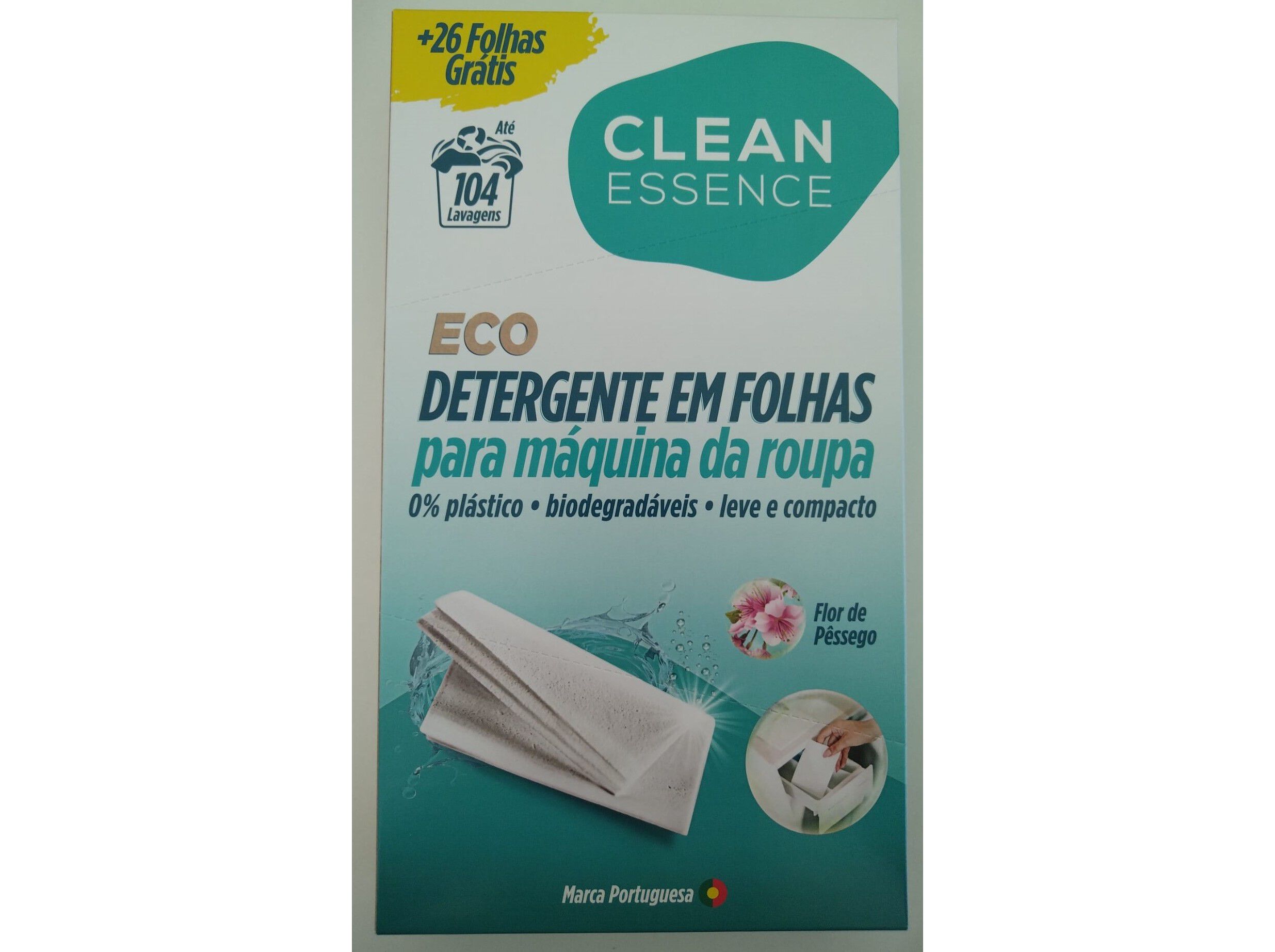 DETERGENTE ROUPA M&Aacute;QUINA CLEAN ESSENCE EM FOLHAS P&Ecirc;SSEGO 104 DOSES