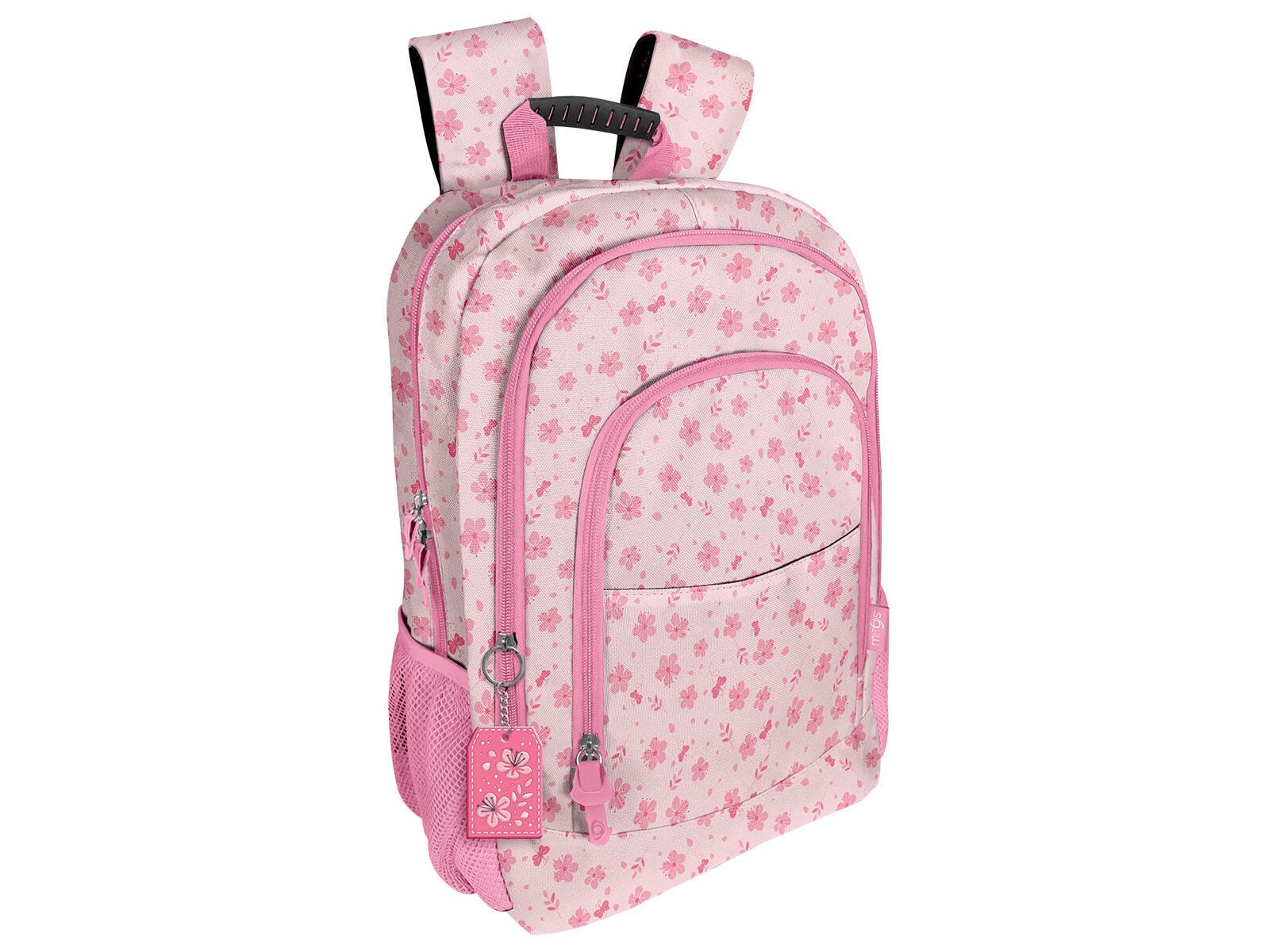 MOCHILA GRANDE MITOS FLORES COM 3 FECHOS 29X43X13CM