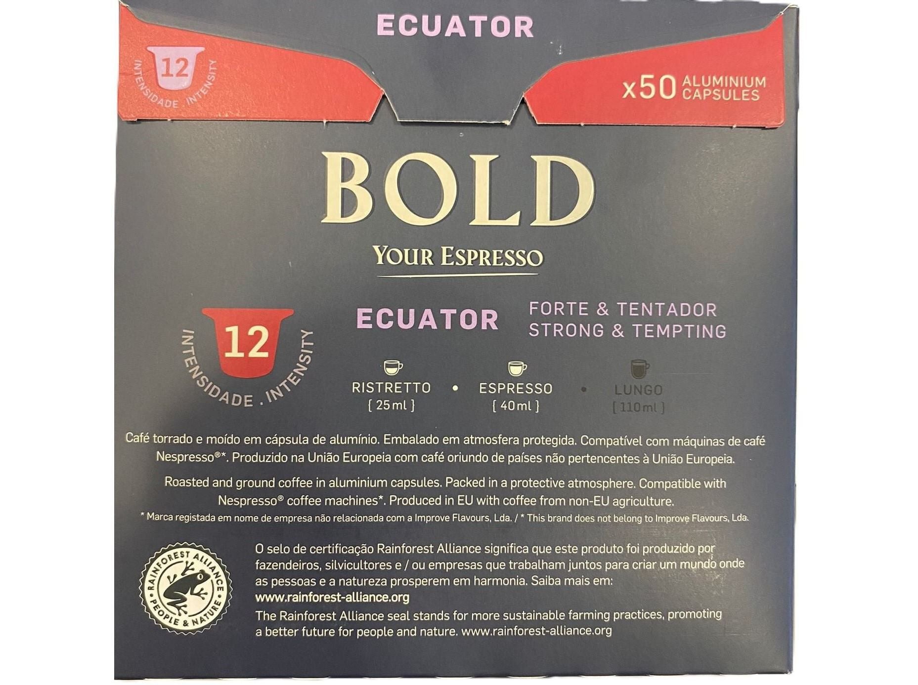 C&Aacute;PSULAS CAF&Eacute; BOLD COMPATIVEIS COM NESPRESSO ECUATOR 50UN image number 0