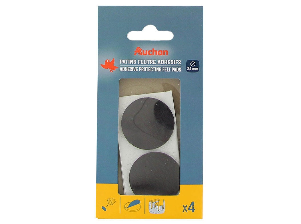 FELTROS PROTECTORES AUCHAN CASTANHOS ADESIVOS 4 PE&Ccedil;AS 34MM
