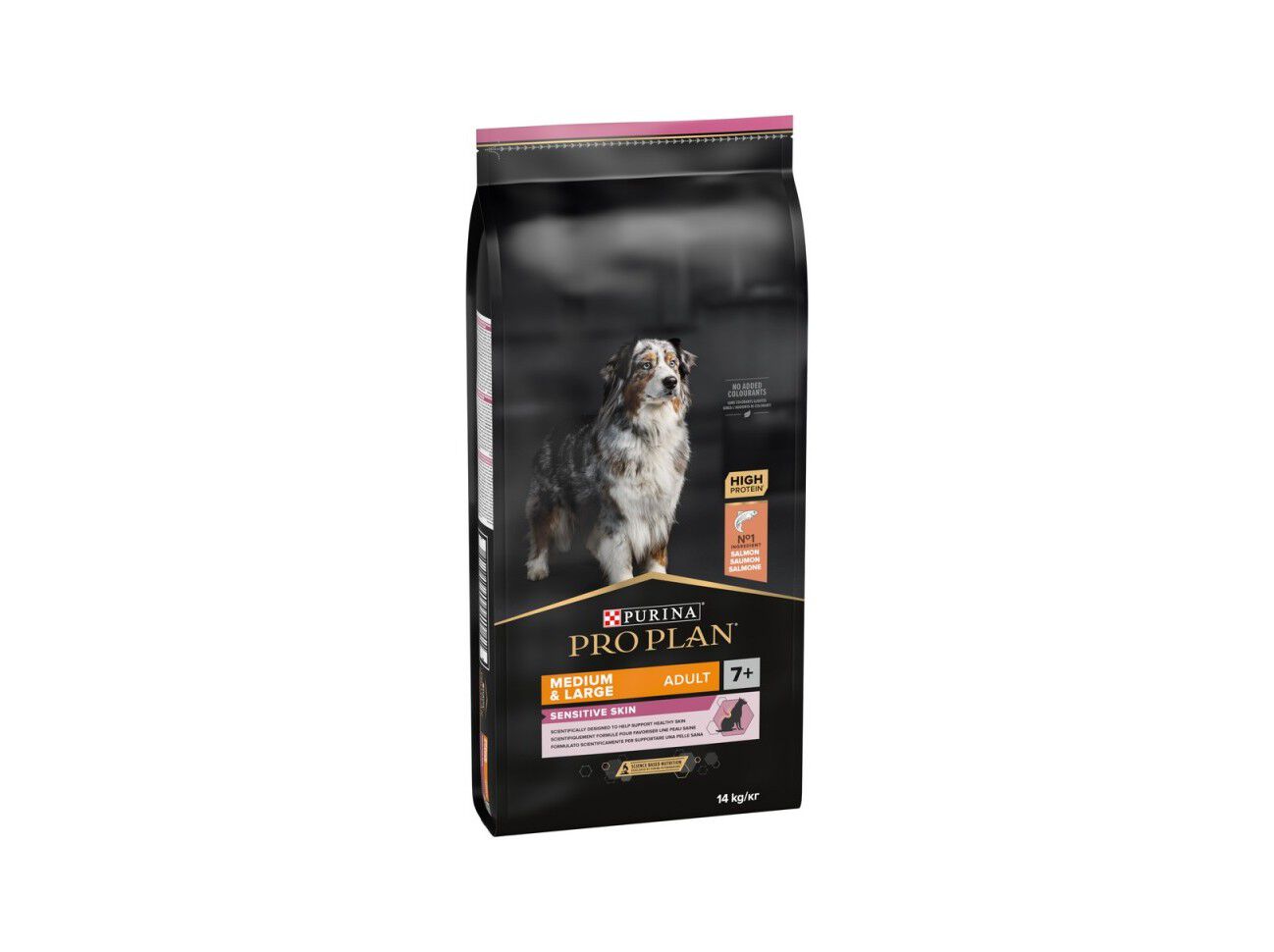 RA&Ccedil;&Atilde;O C&Atilde;O MED&LARGE PRO PLAN 7+ PELE SENS&Iacute;VEL SALM&Atilde;O 14KG