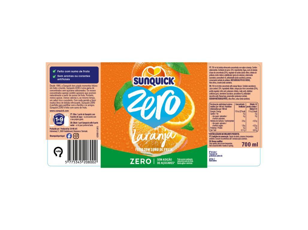 CONCENTRADO SUNQUICK ZERO LARANJA 0.7L (SDR) image number 1