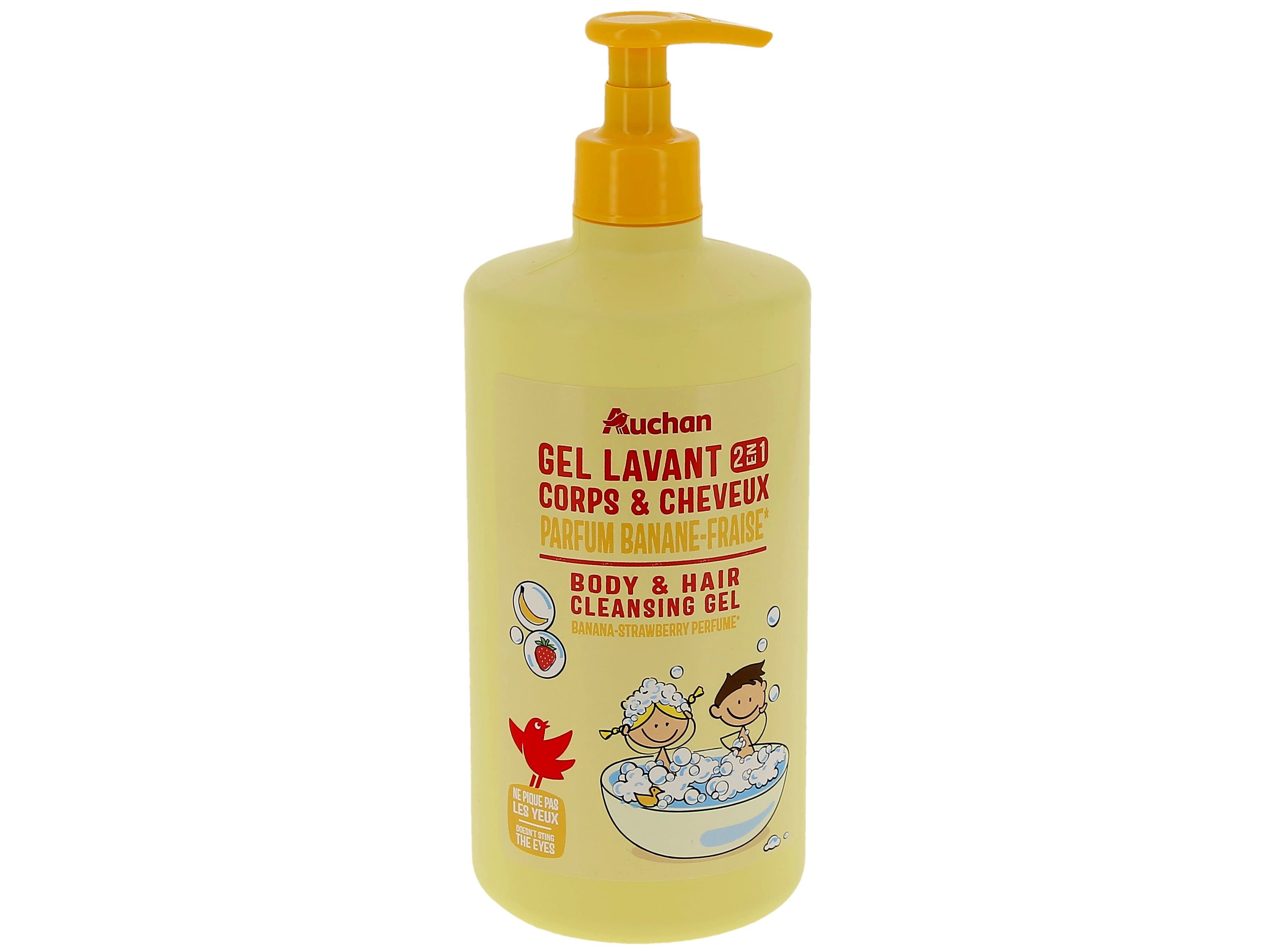 GEL DE BANHO PUMP AUCHAN KIDS 2EM1 CORPO E CABELO BANANA MORANGO 750ML image number 0