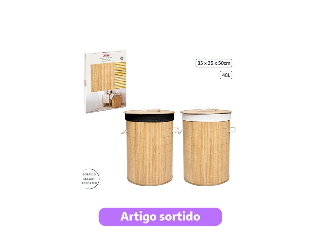 CESTO DE LAVANDARIA 48L 35X35X50CM CORES SORTIDAS