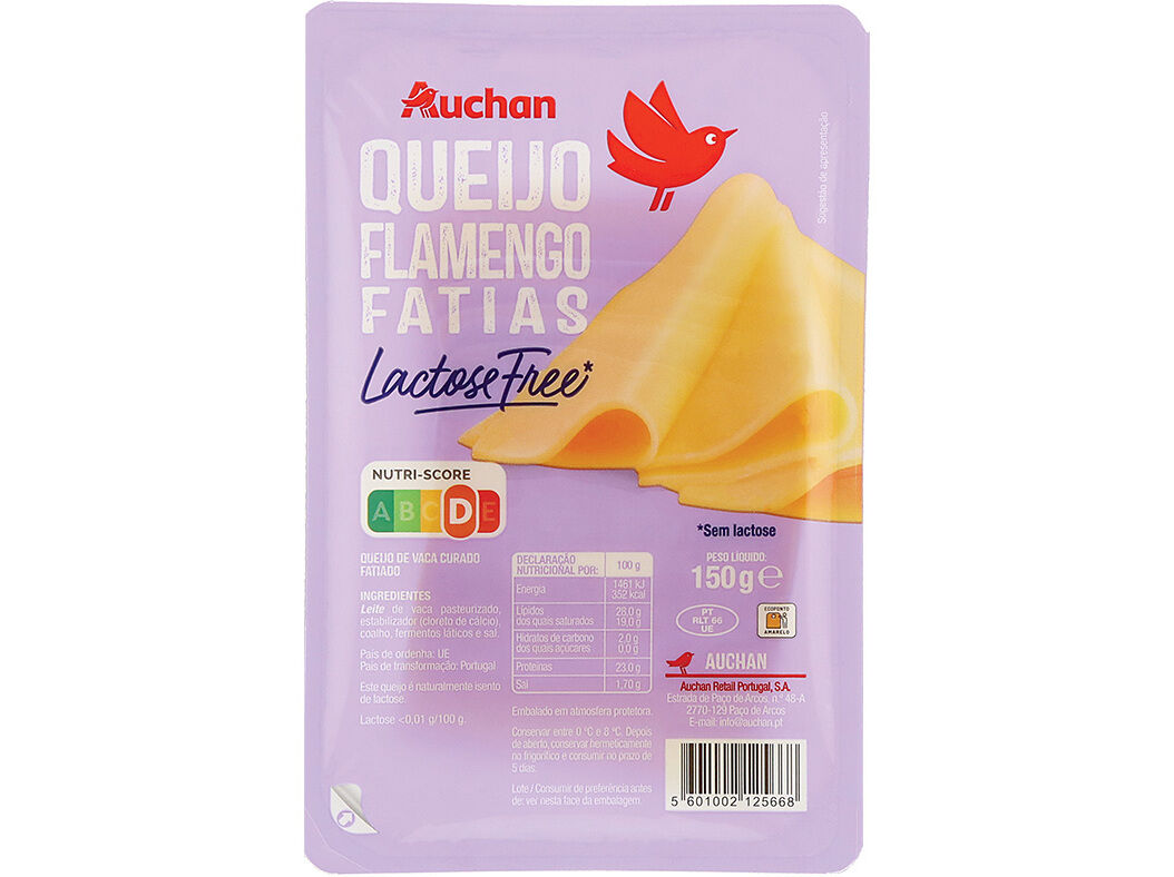 QUEIJO FLAMENGO AUCHAN FATIAS SEM LACTOSE 150GR image number 0