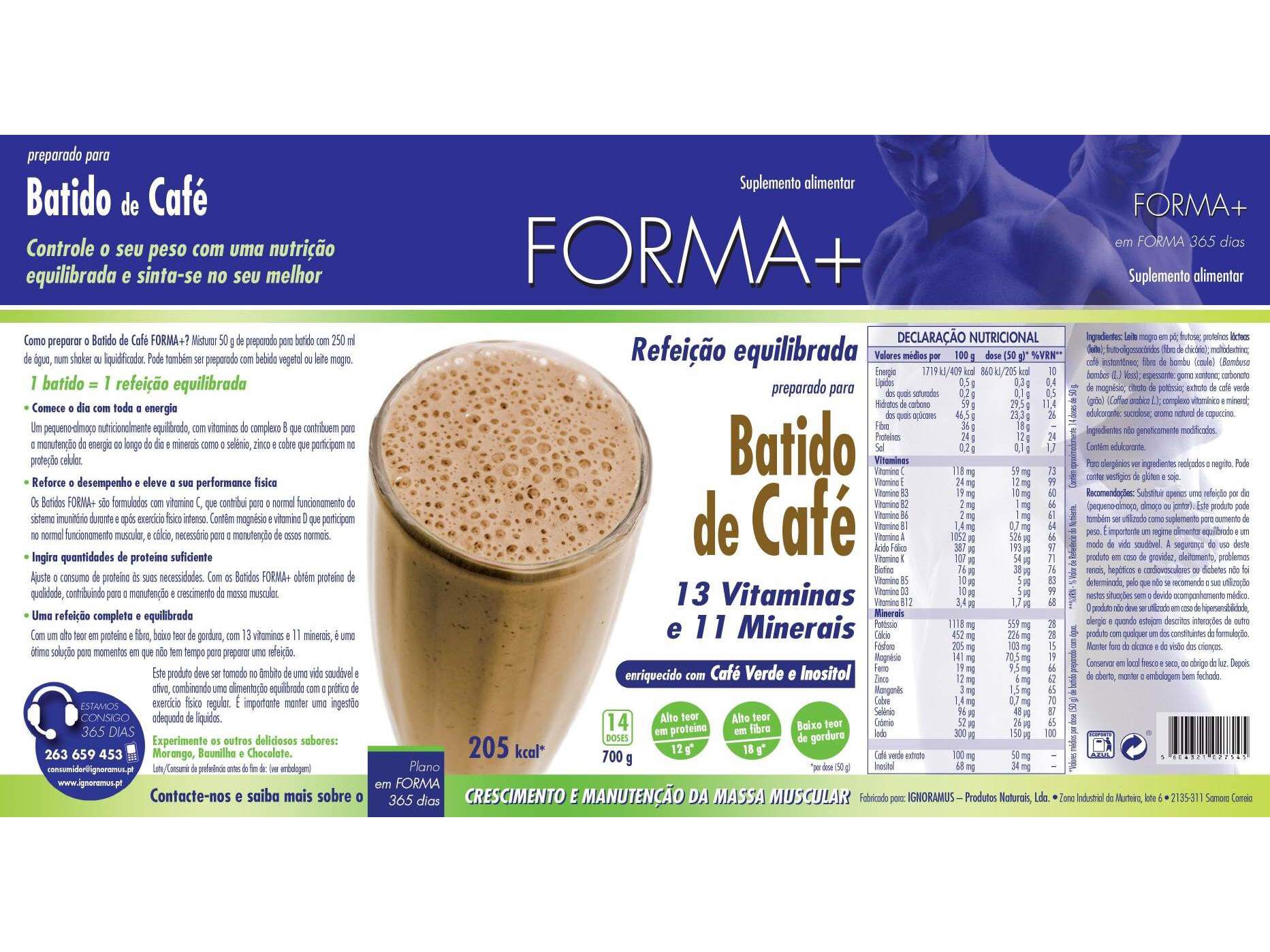 BATIDO FORMA + CAF&Eacute; 700G image number 1