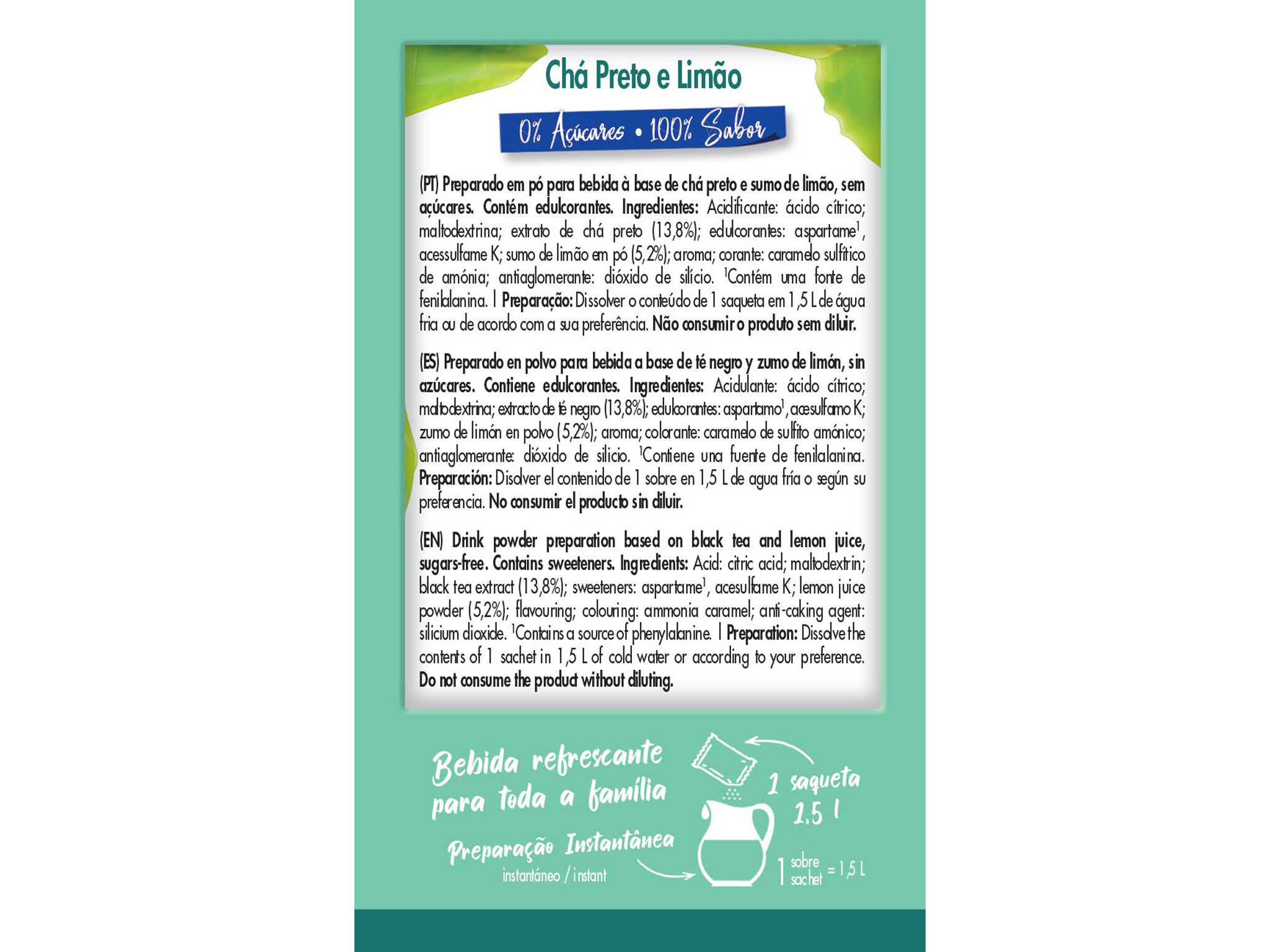 CH&Aacute; CEM PORCENTO FRESH LIM&Atilde;O SOL&Uacute;VEL 2X9G image number 1