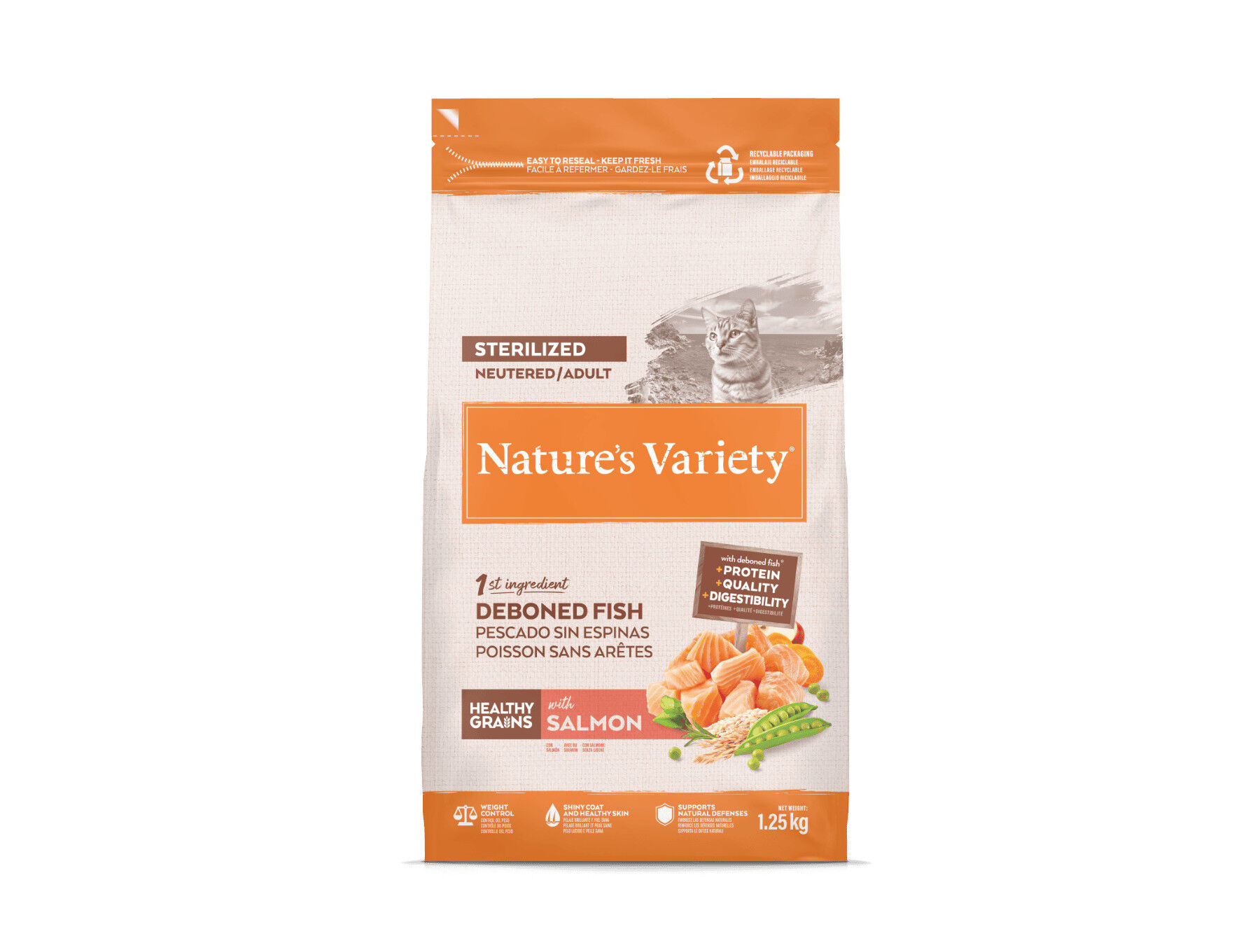RA&Ccedil;&Atilde;O GATO NATURE'S VARIETY ESTERILIZADO SALM&Atilde;O 1.25KG image number 1