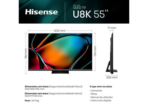 TV ULED MINI LED HISENSE 55U8KQ 4K SMART 55" 140CM