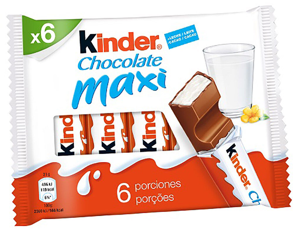 CHOCOLATE KINDER LEITE MAXI 6 126G image number 0