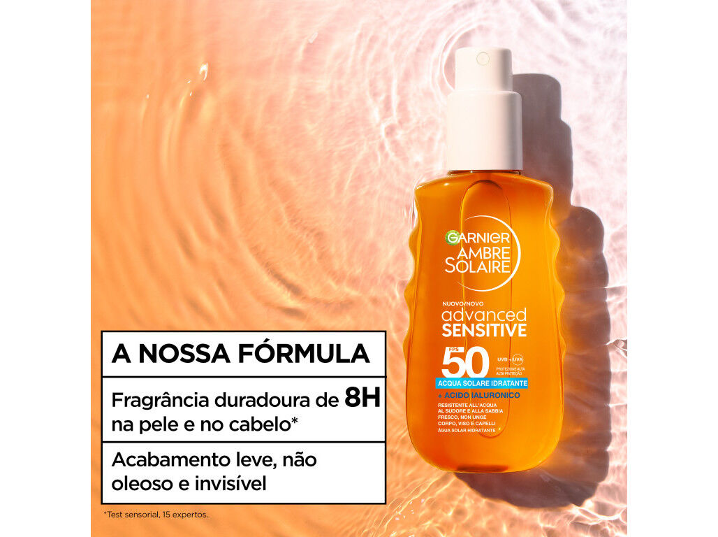 PROTETOR SOLAR AMBRE SOLAIRE SENS. ADV. UV WATER SPF50 150ML image number 4