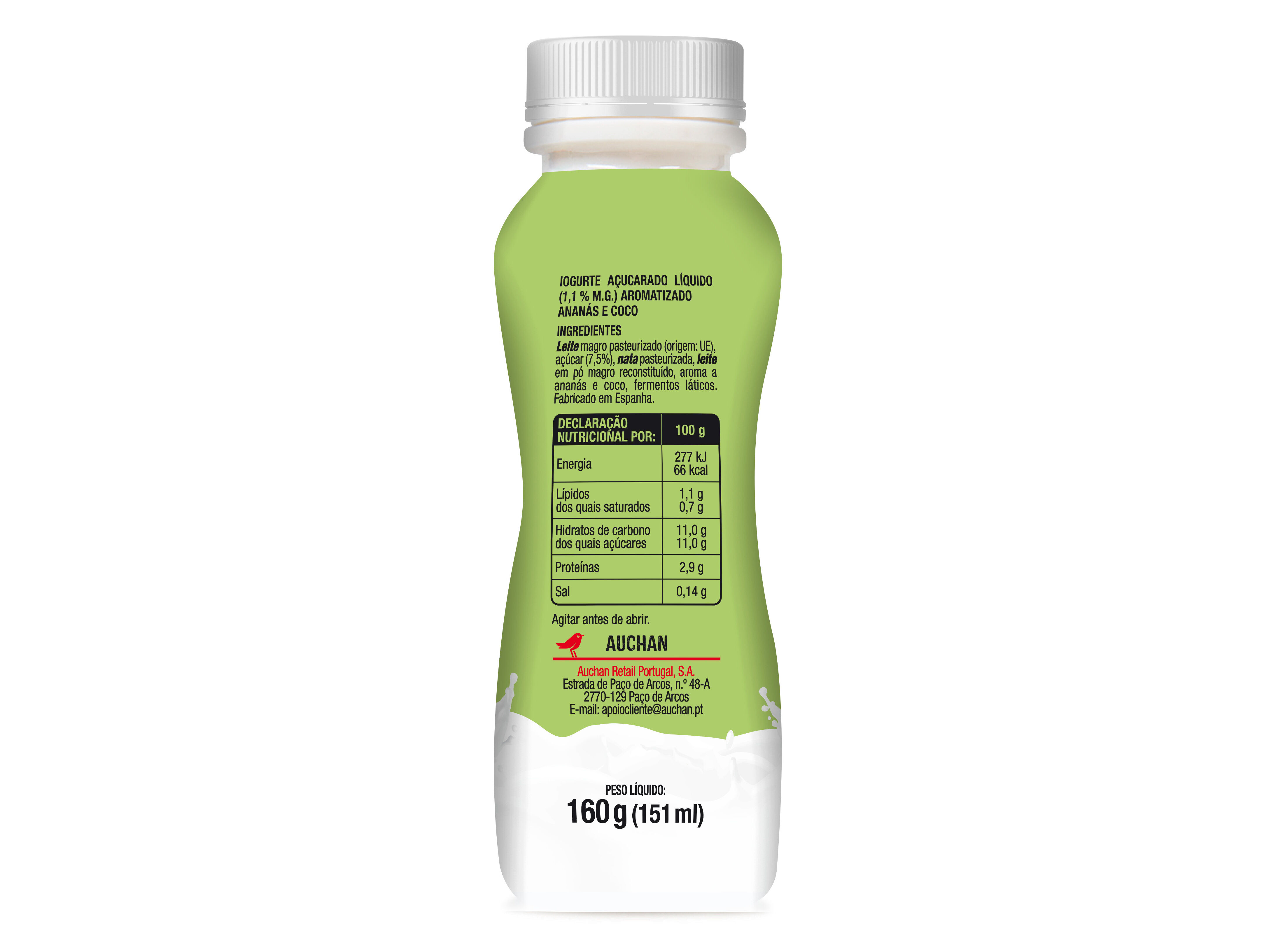 IOGURTE LIQUIDO AUCHAN PINACOLADA 160G image number 1