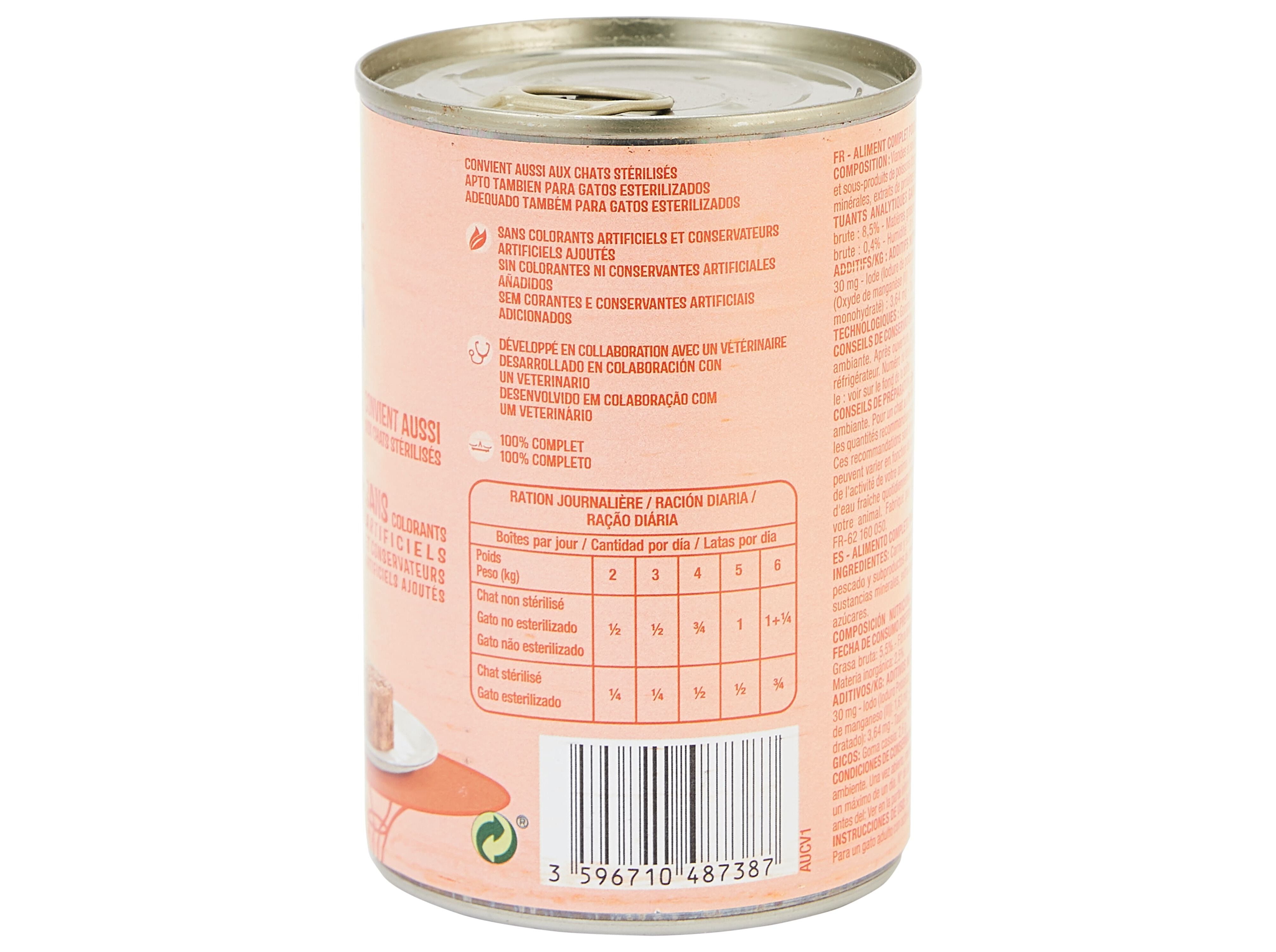 COMIDA H&Uacute;MIDA PARA GATO AUCHAN TERRINA ATUM 400G image number 1