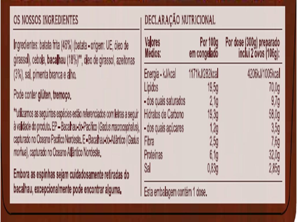BACALHAU &Agrave; BR&Aacute;S IGLO 300G image number 1