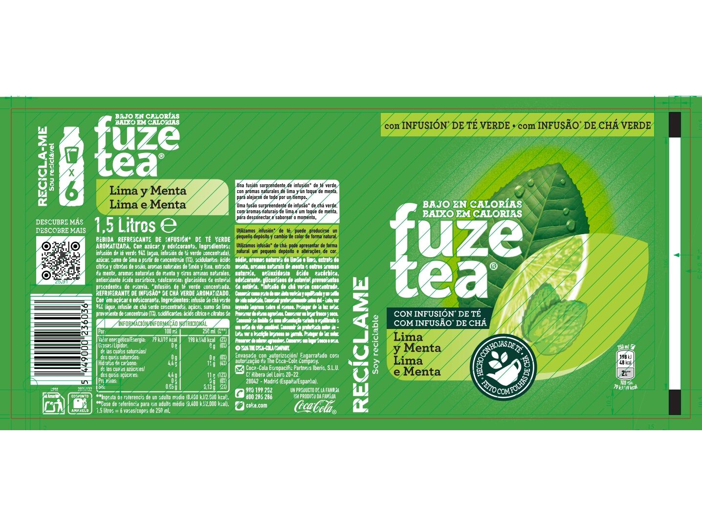 ICE TEA FUZE TEA LIMA & MENTA 1.5L (SDR) image number 1