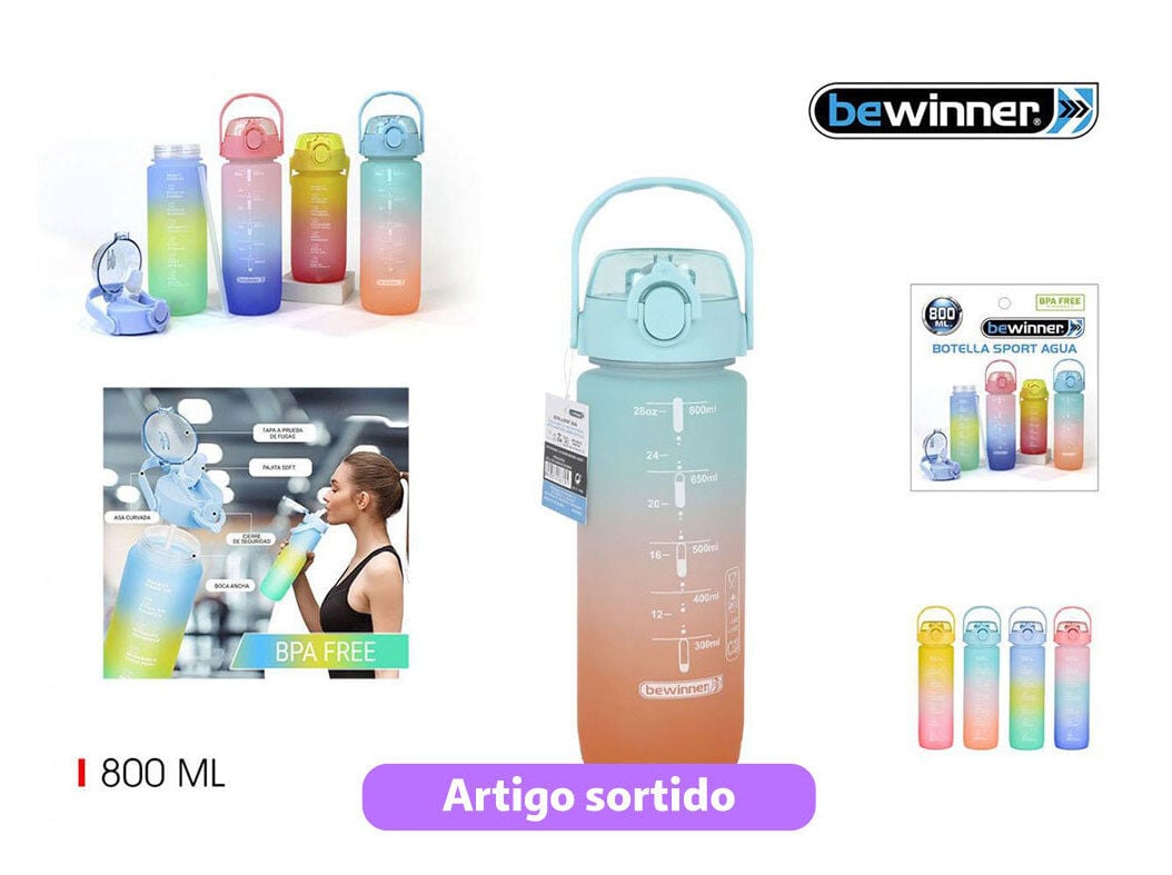 GARRAFA DE &Aacute;GUA SPORT 800ML CORES SORTIDAS image number 0