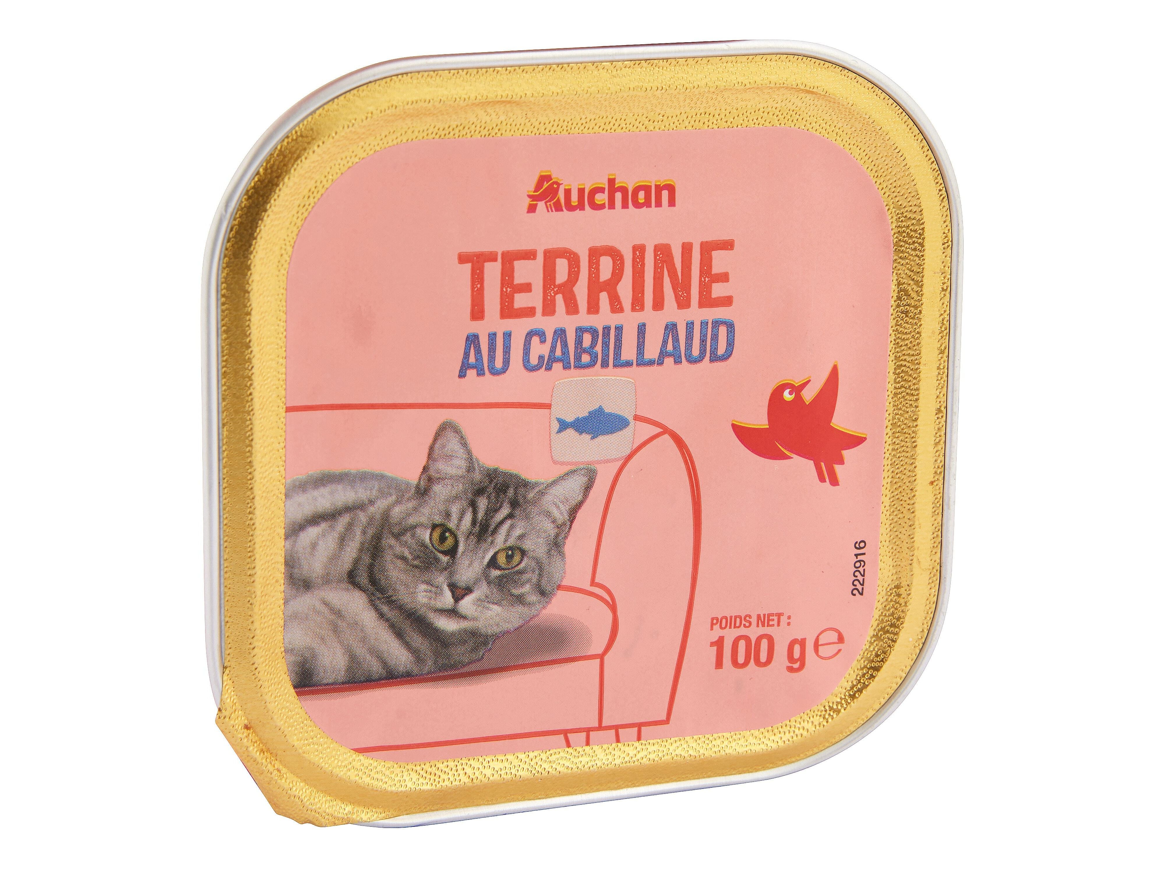 COMIDA H&Uacute;MIDA PARA GATO AUCHAN TERRINA BACALHAU 100G image number 1