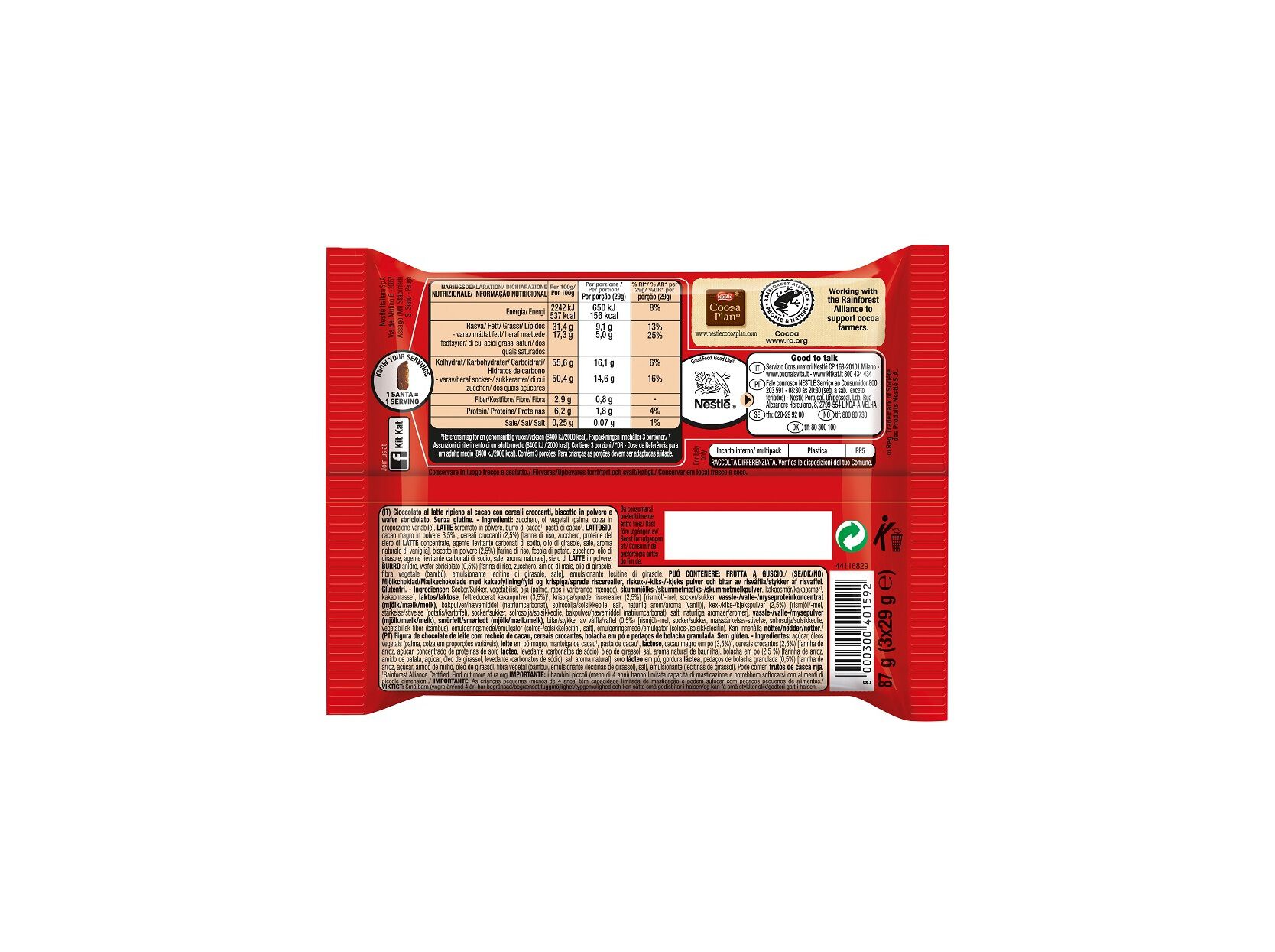 CHOCOLATE LEITE KIT KAT PAI NATAL XMAS BREAK 3X29G image number 1